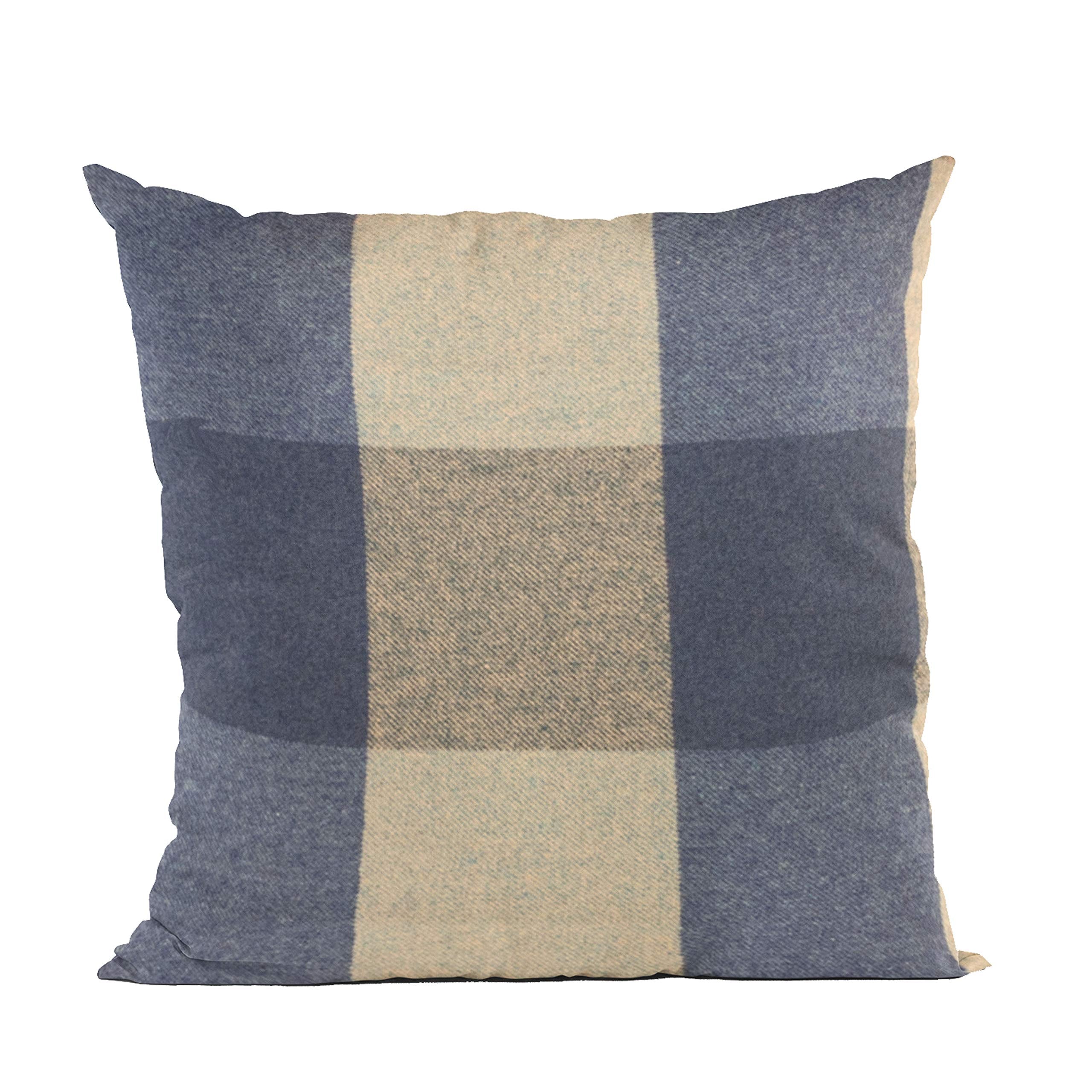 Plutus Brands Blue Plutus Squares Plaid Luxury Throw Pillow 22 in x 22in, Double Sided 22 x 22”
