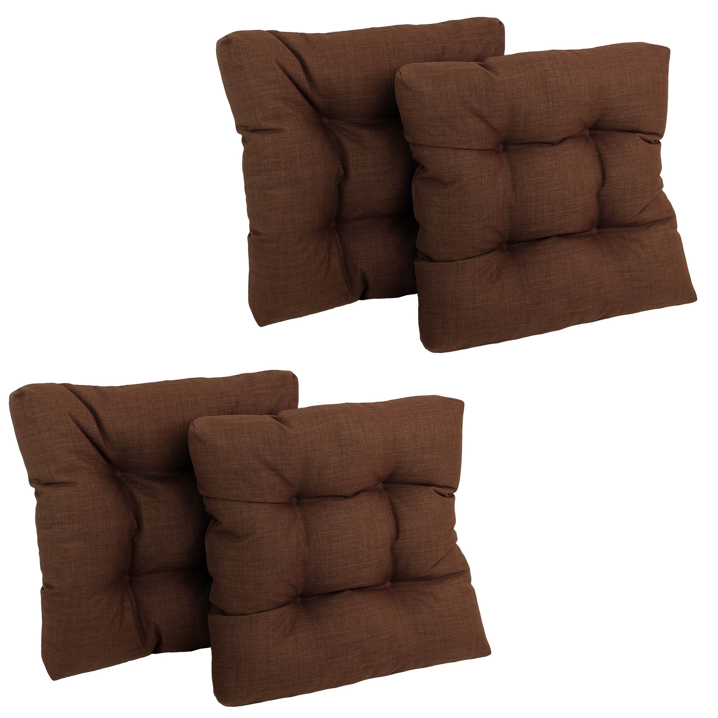 19-inch Squared Spun Polyester Tufted Dining Chair Cushion (Set of Four) - Cocoa