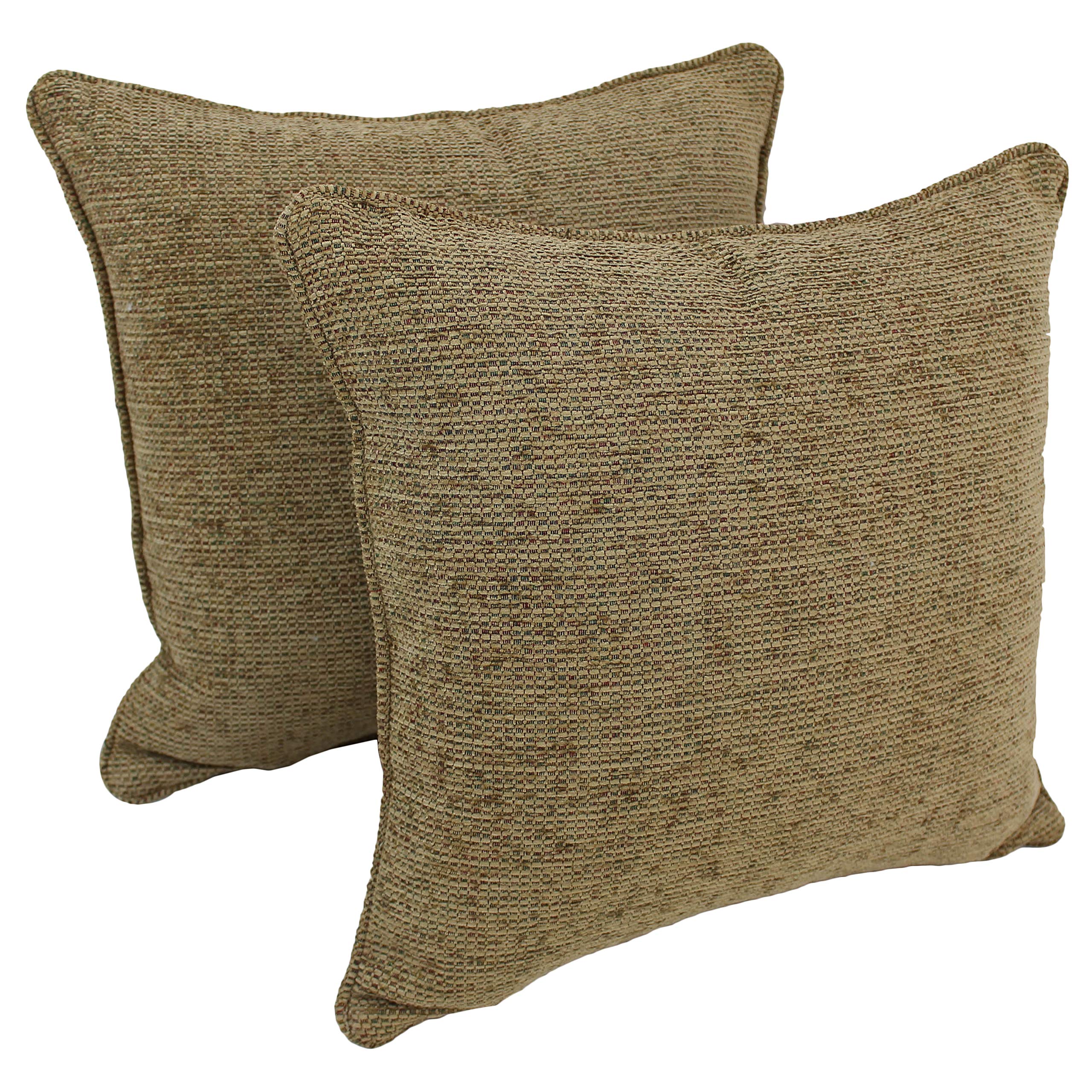18-inch Double-corded Square Patterned Jacquard Chenille Throw PIllows with Inserts (Set of 2) - Macaroon