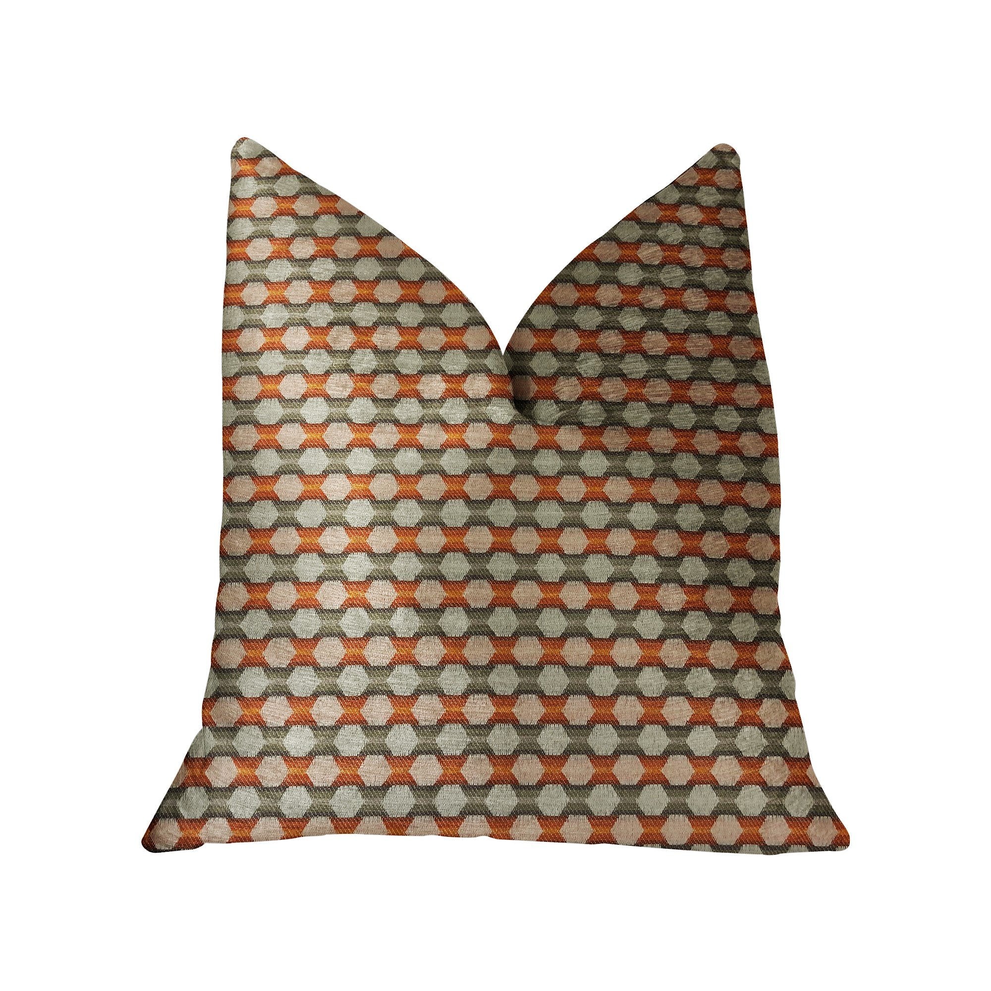 Plutus Sunny Cave Orange and Beige Luxury Throw Pillow - Double sided  16 x 16″