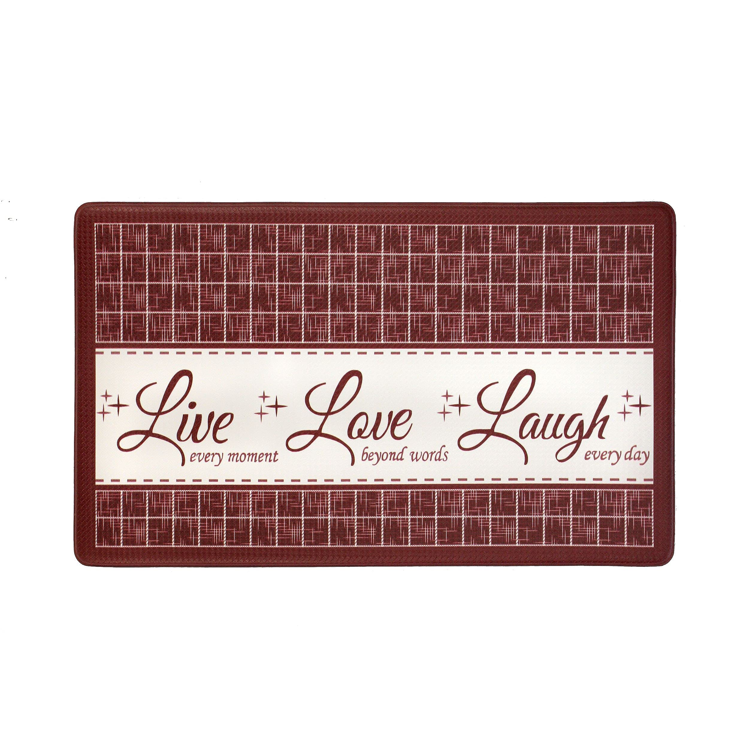 Anti Fatigue Mat 18x30 - Live, Love, Laugh - Burgundy