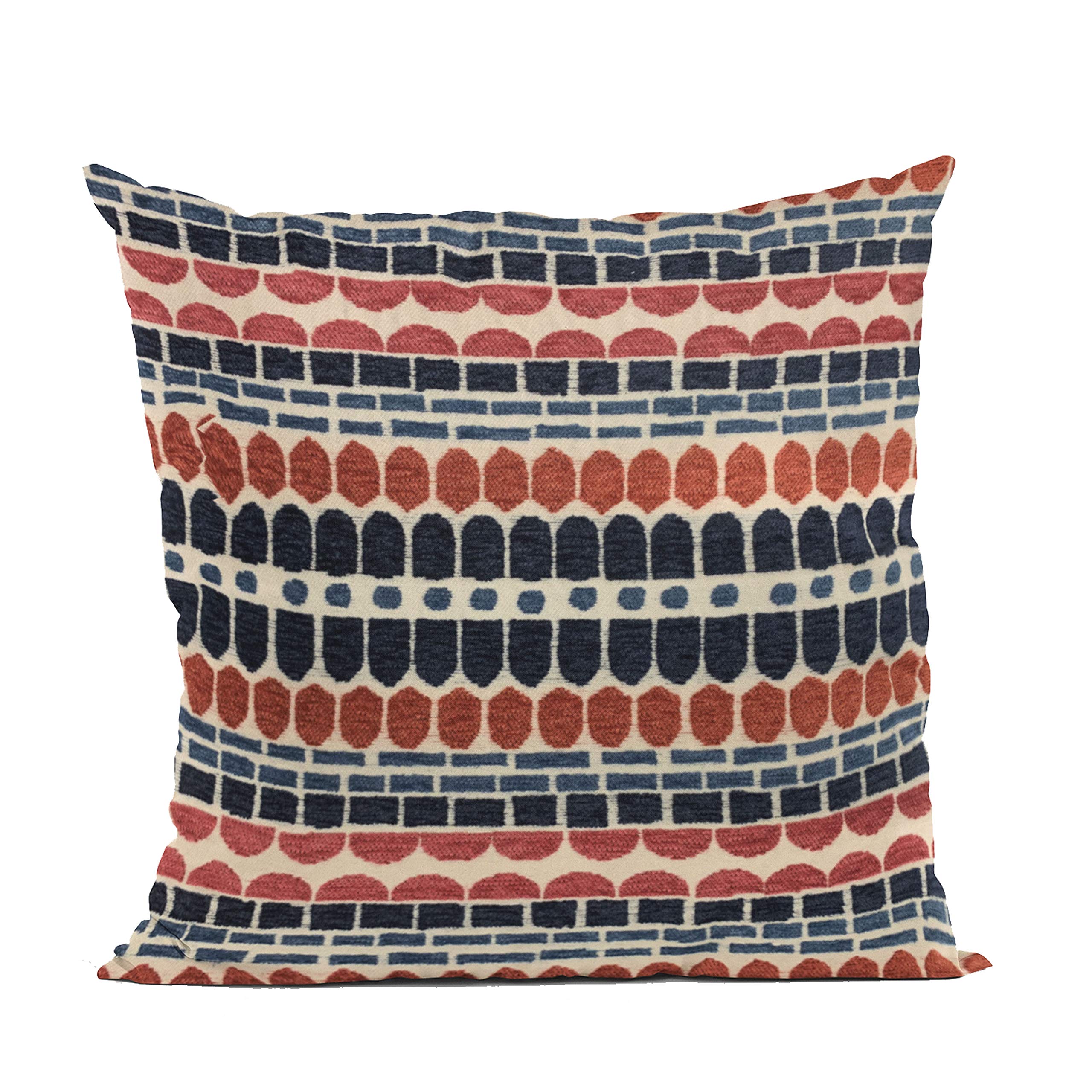 Plutus Brands Red, Blue Plutus Harmony Border Luxury Throw Pillow 16 in x 16in, Double Sided 16 x 16”