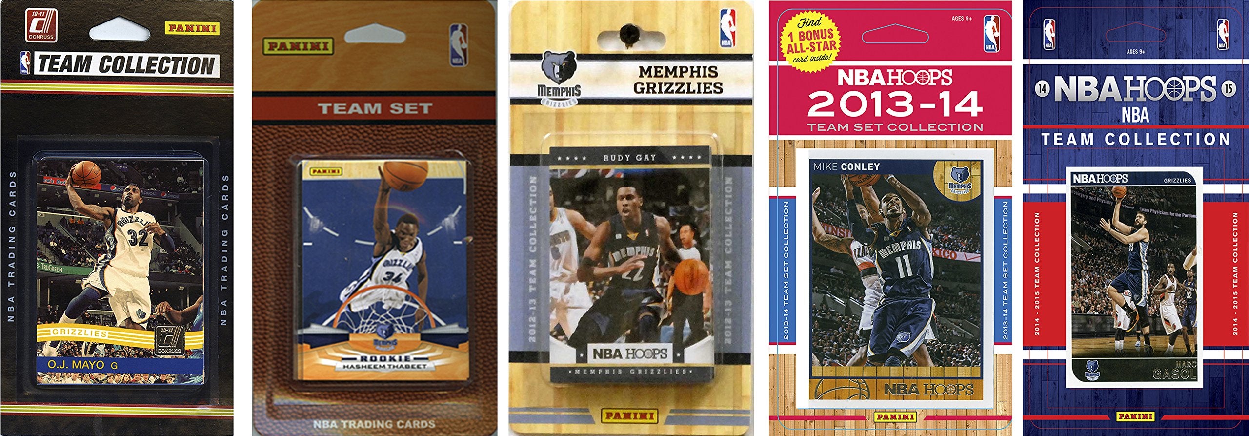 NBA Memphis Grizzlies 5 Different Licensed Trading Card Team Sets