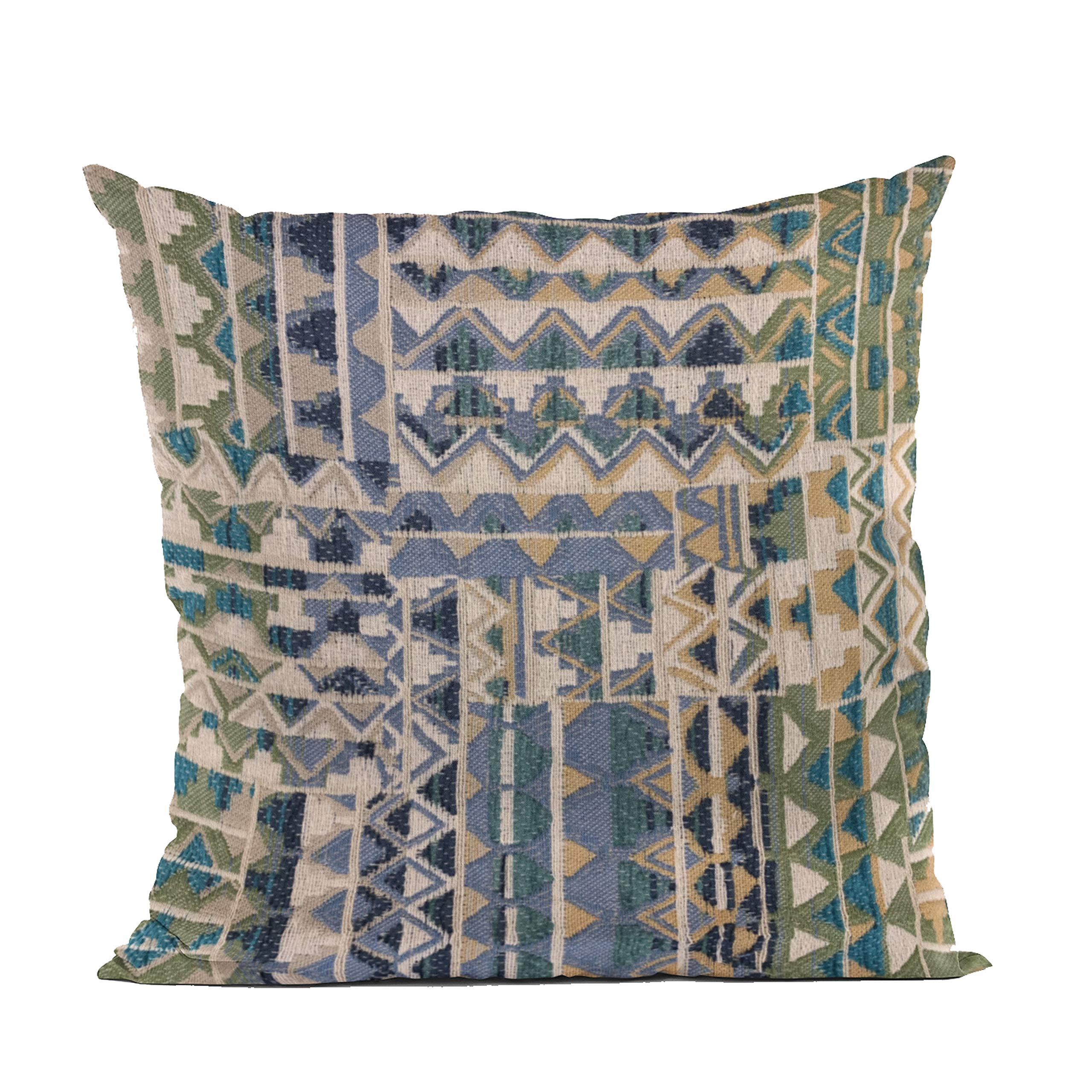 Plutus Brands Blue Plutus Pyramids Border Luxury Throw Pillow 16 in x 16in, Double Sided 16 x 16”