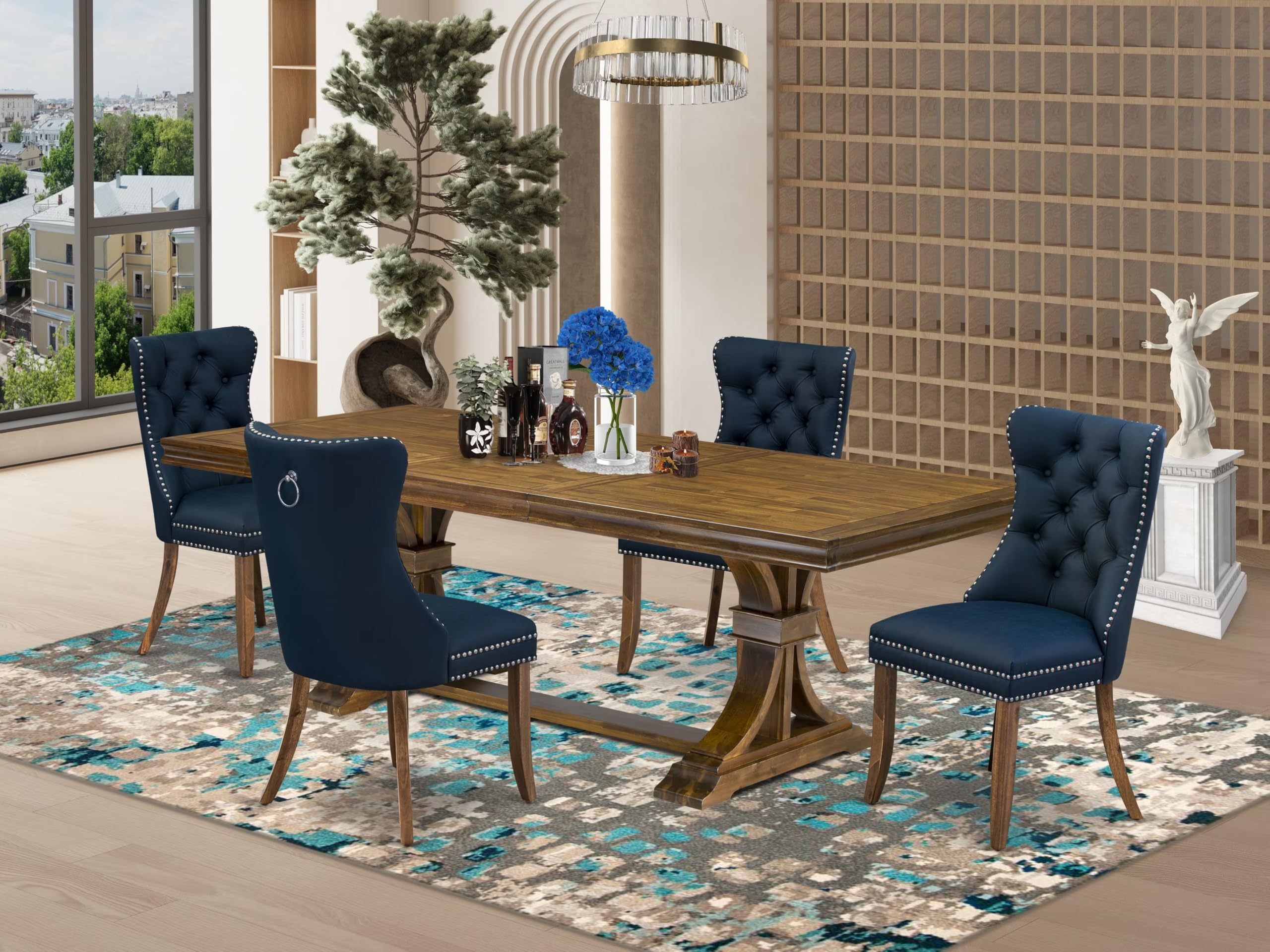 5 Pieces Modern Dining Set a Rectangle Kitchen Table and 4 Dining Chairs
