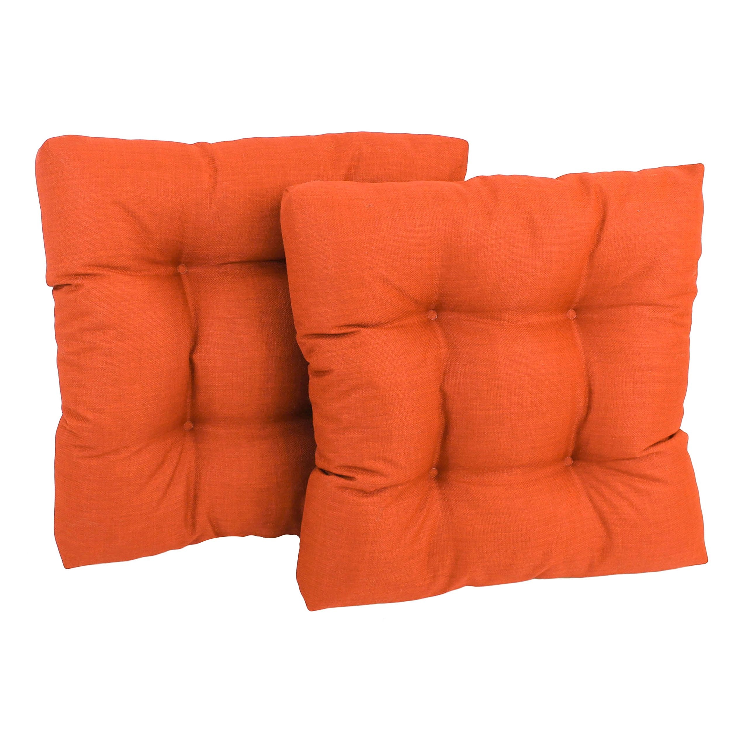 19-inch Squared Spun Polyester Tufted Dining Chair Cushion (Set of Two) - Tangerine Dream