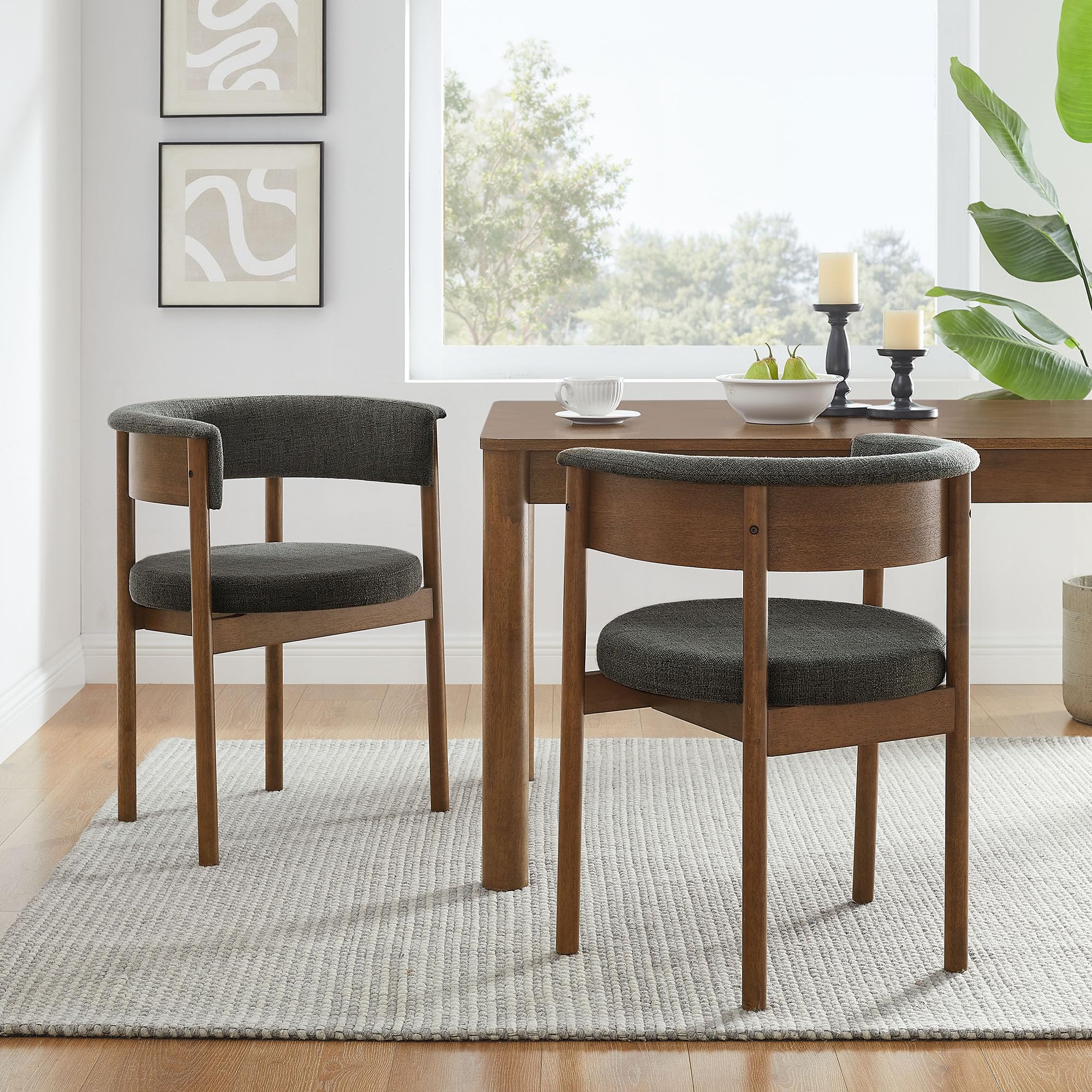 Clea Curved Upholstered Dining Chairs Set Of 2 by Modway