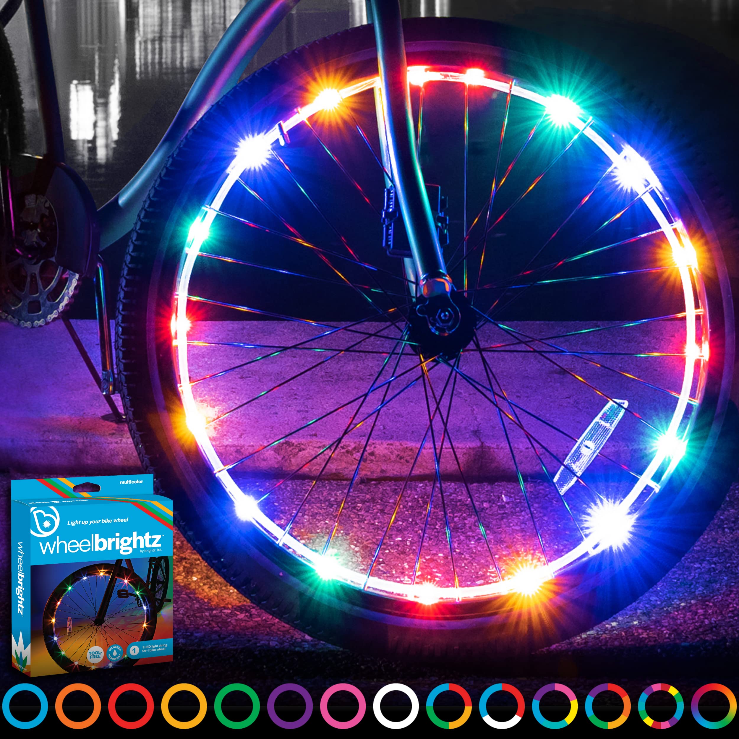 Bike Wheel Lights (1 Tire) Multi-Color Wheelbrightz Bike Tire Lights Bike Lights For Wheels Bicycle Wheel Lights Bike Spoke Ligh