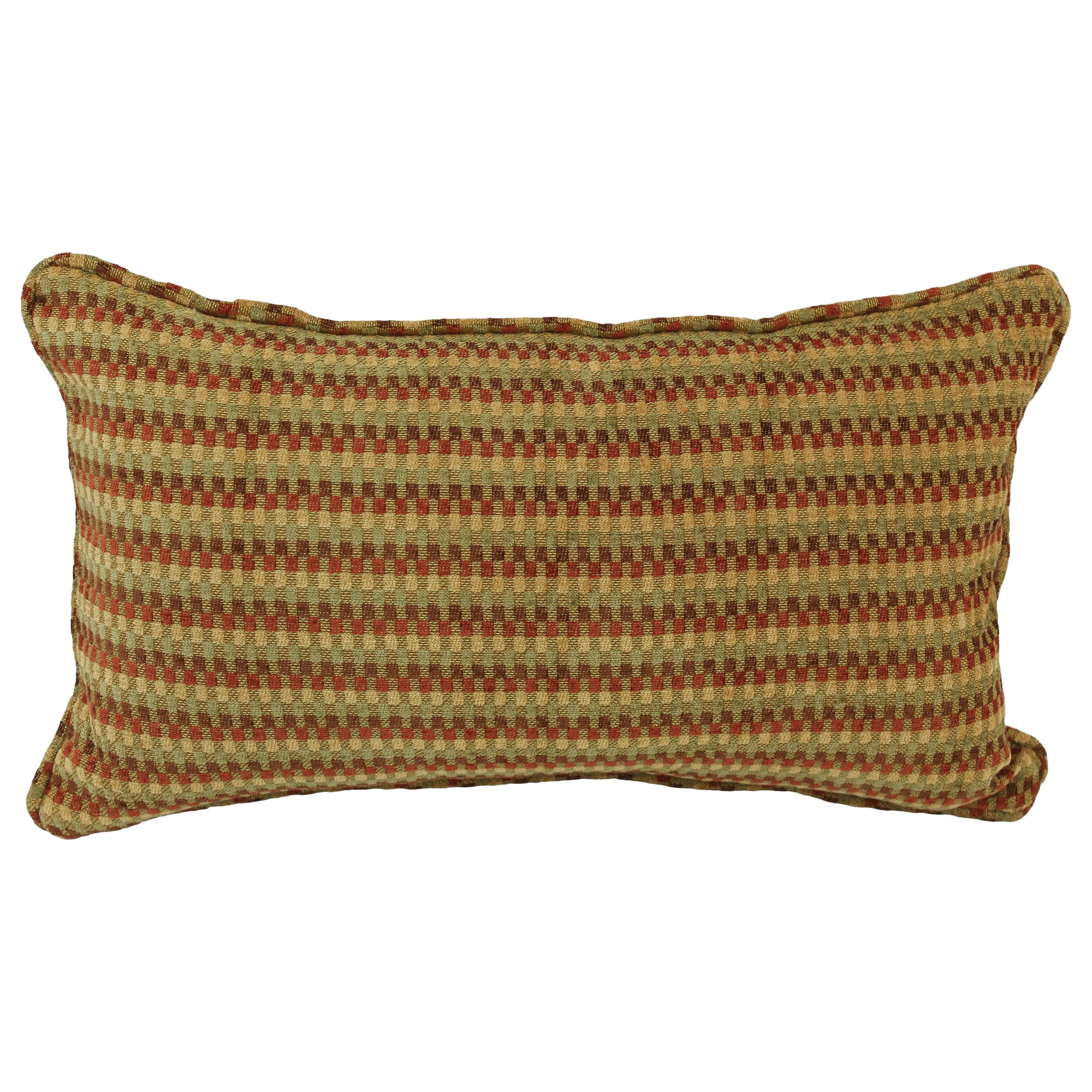 20-inch by 12-inch Double-corded Patterned Jacquard Chenille Back Support PIllow with Insert - Scrolled Floral Tan