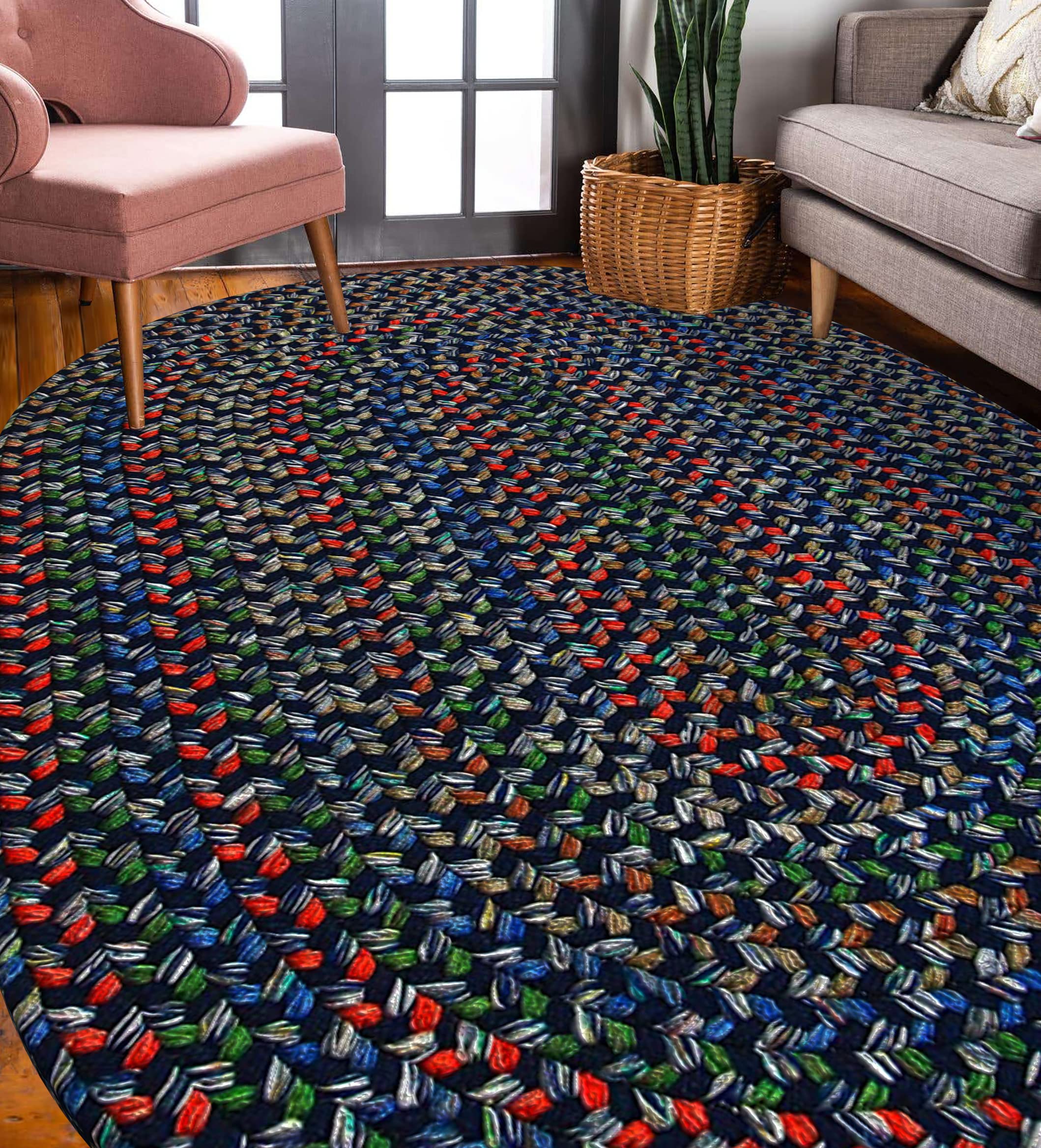 Rhody Rug Katie KA13 Navy 4 x 6 Oval - Braided Area Rug, Home Decor, Floor Mat or Bedroom Rug - Easy Care, Ideal for High Traffic Areas in Hallway and Living Room - Made in USA
