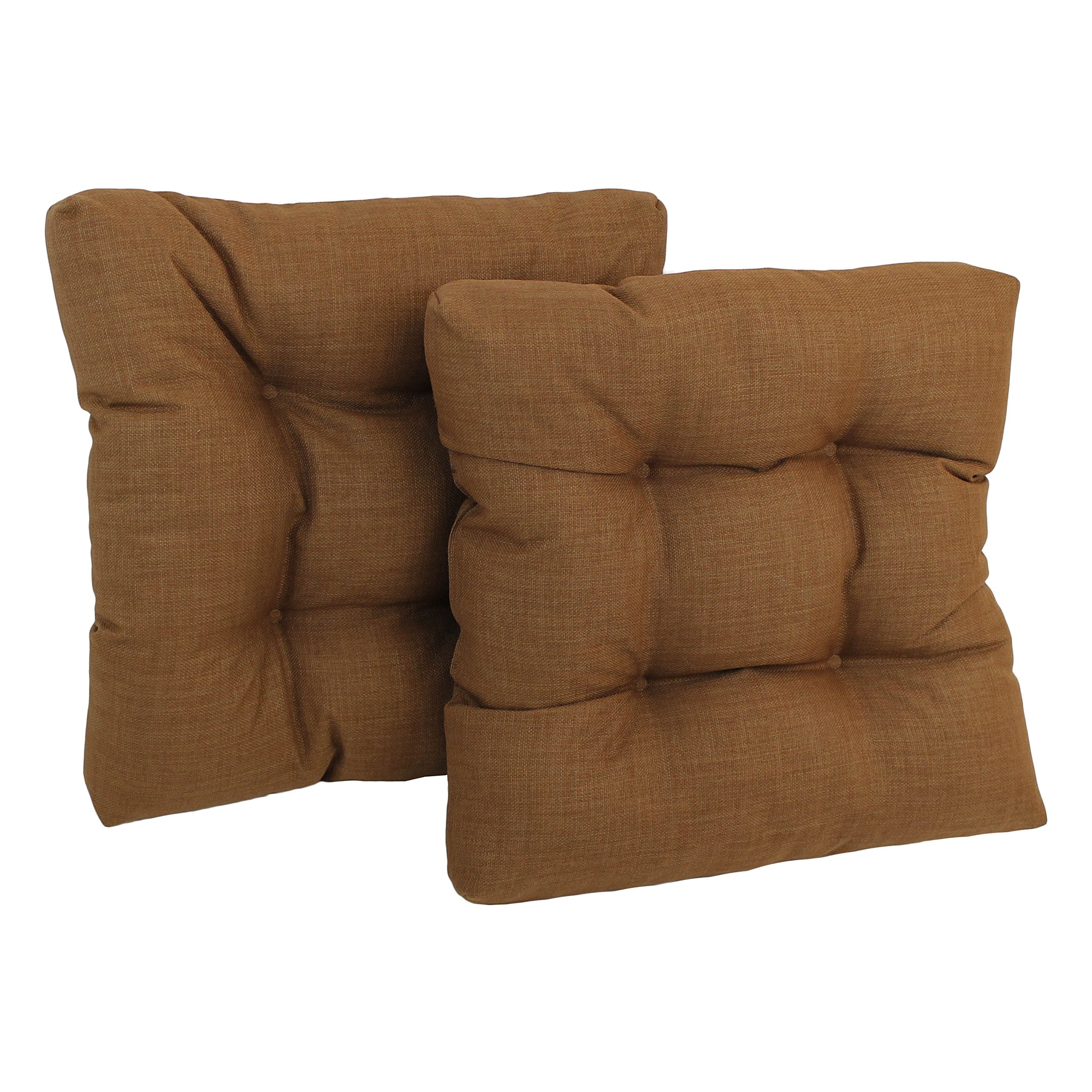 19-inch Squared Spun Polyester Tufted Dining Chair Cushion (Set of Two) - Mocha