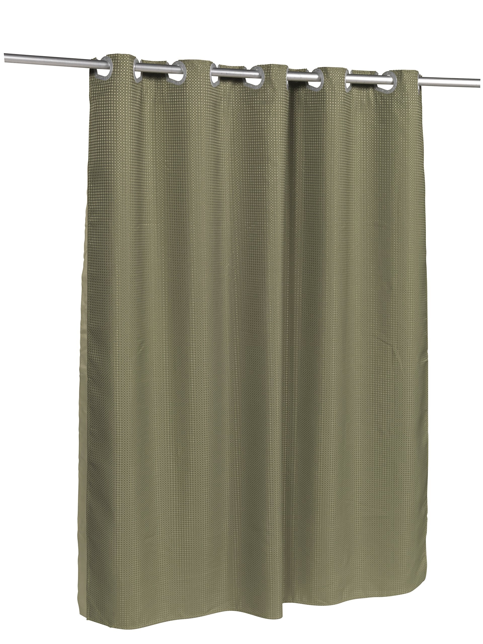 Pre Hooked Waffle Weave Fabric Shower Curtain in Sage