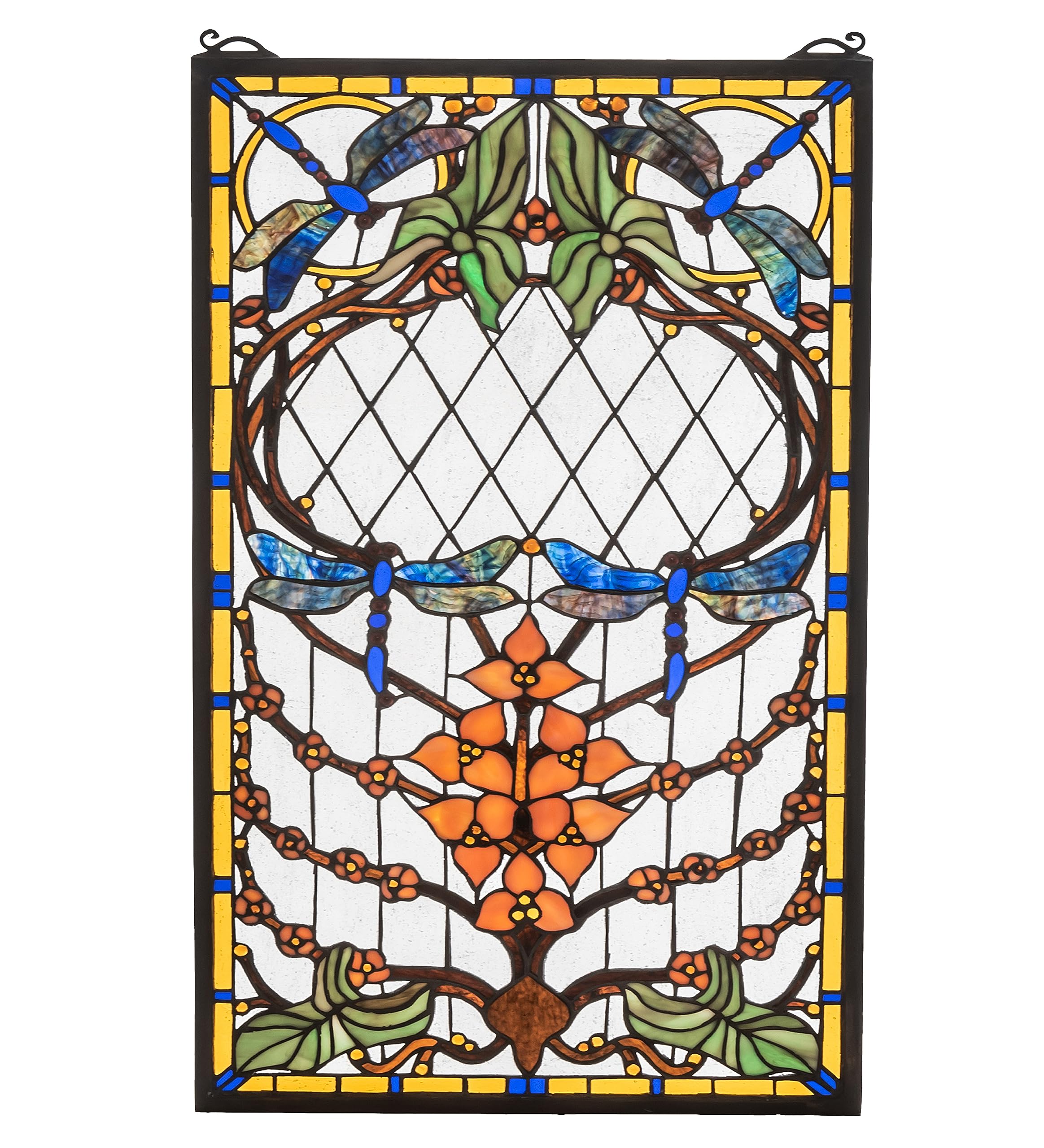 14 Wide Dragonfly Allure Stained Glass Window