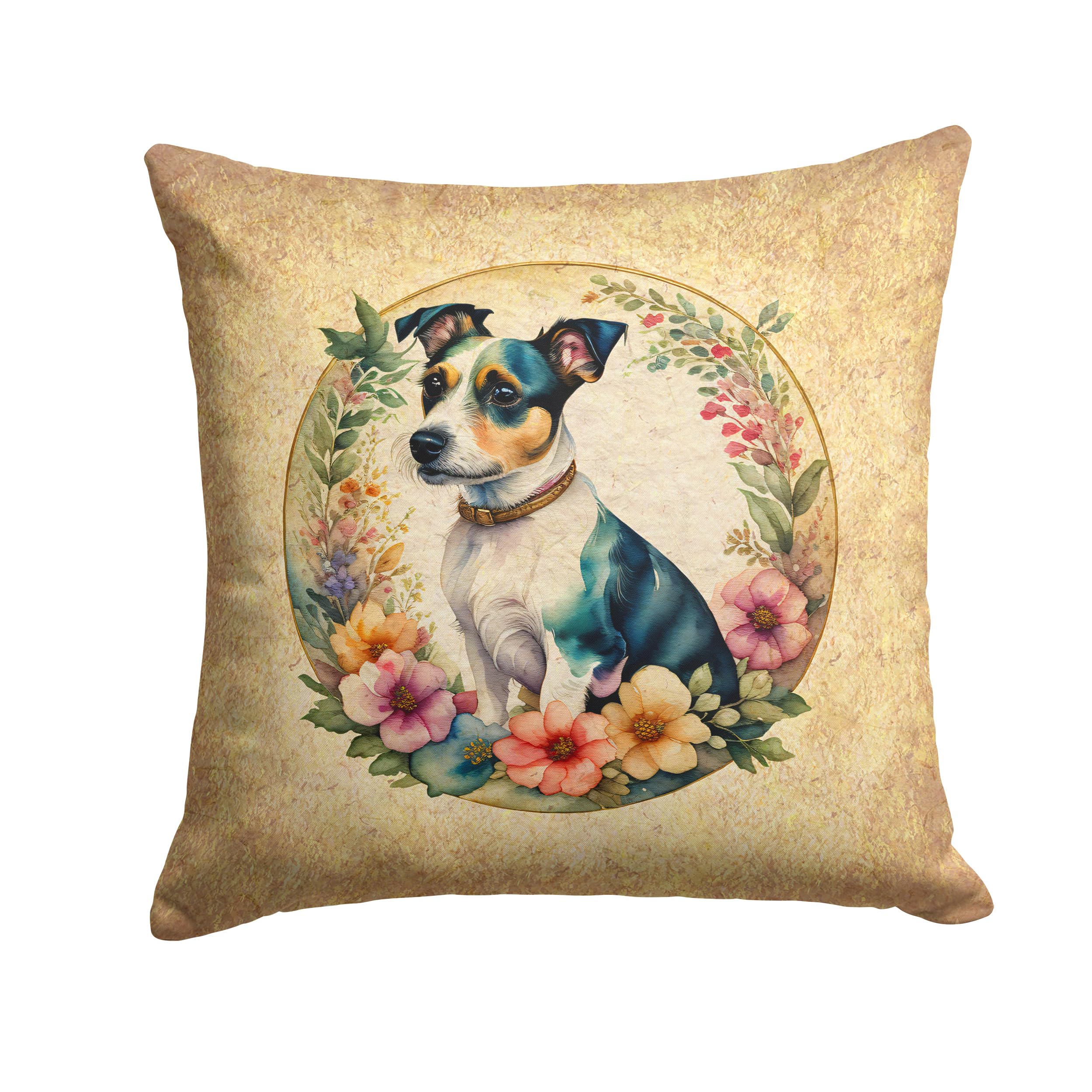 Jack Russell Terrier And Flowers Throw Pillow