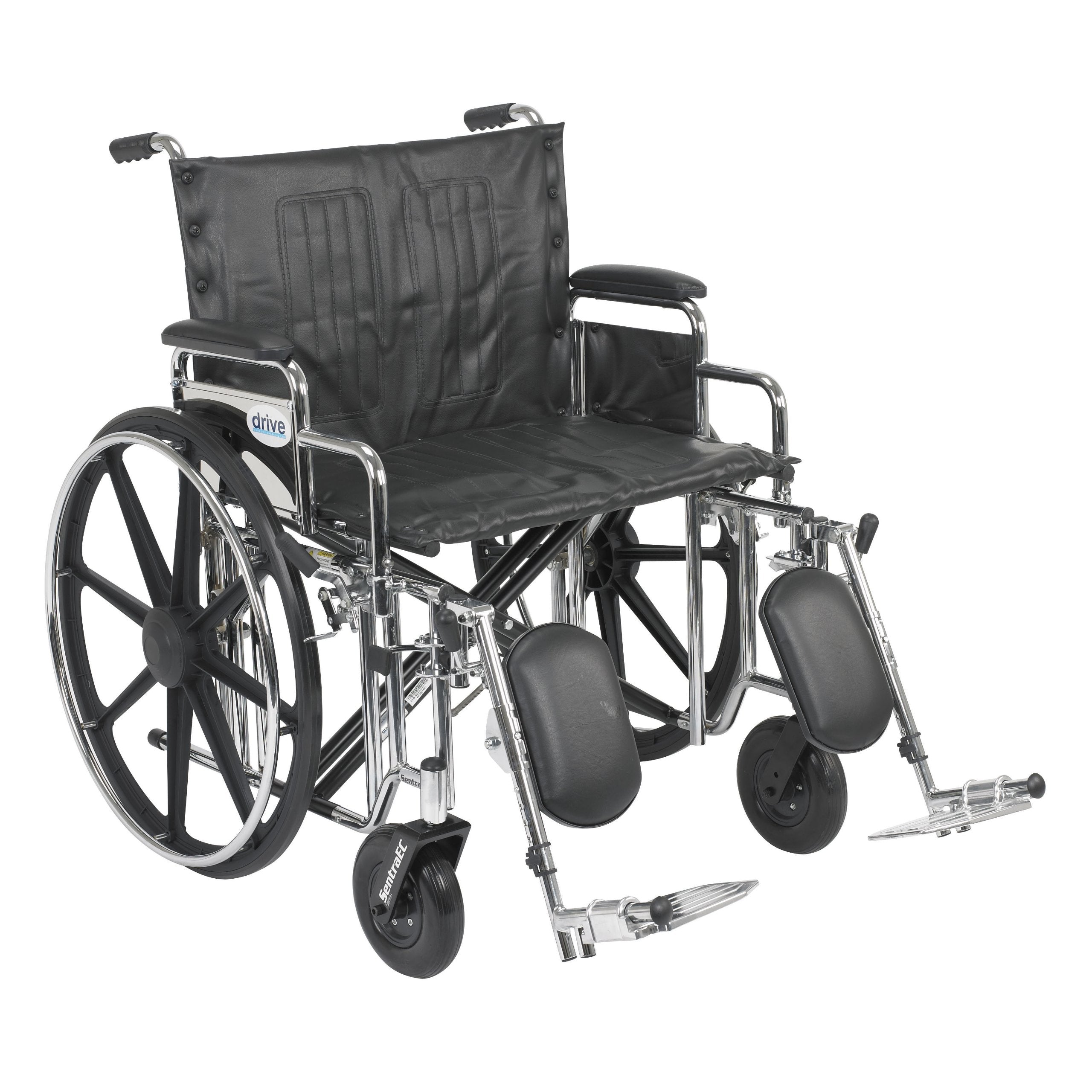 Sentra Extra Heavy Duty Wheelchair, Detachable Desk Arms, Elevating Leg Rests, 24Seat"