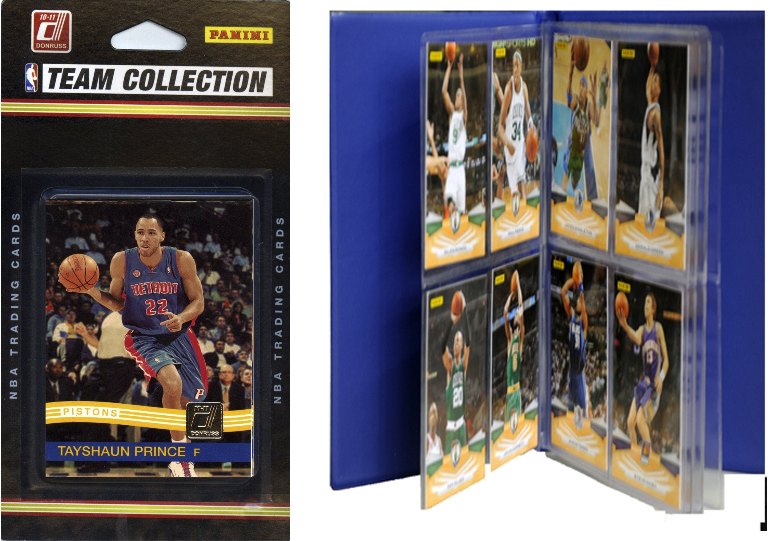 NBA Detroit Pistons Licensed 2010-11 Donruss Team Set Plus Storage Album