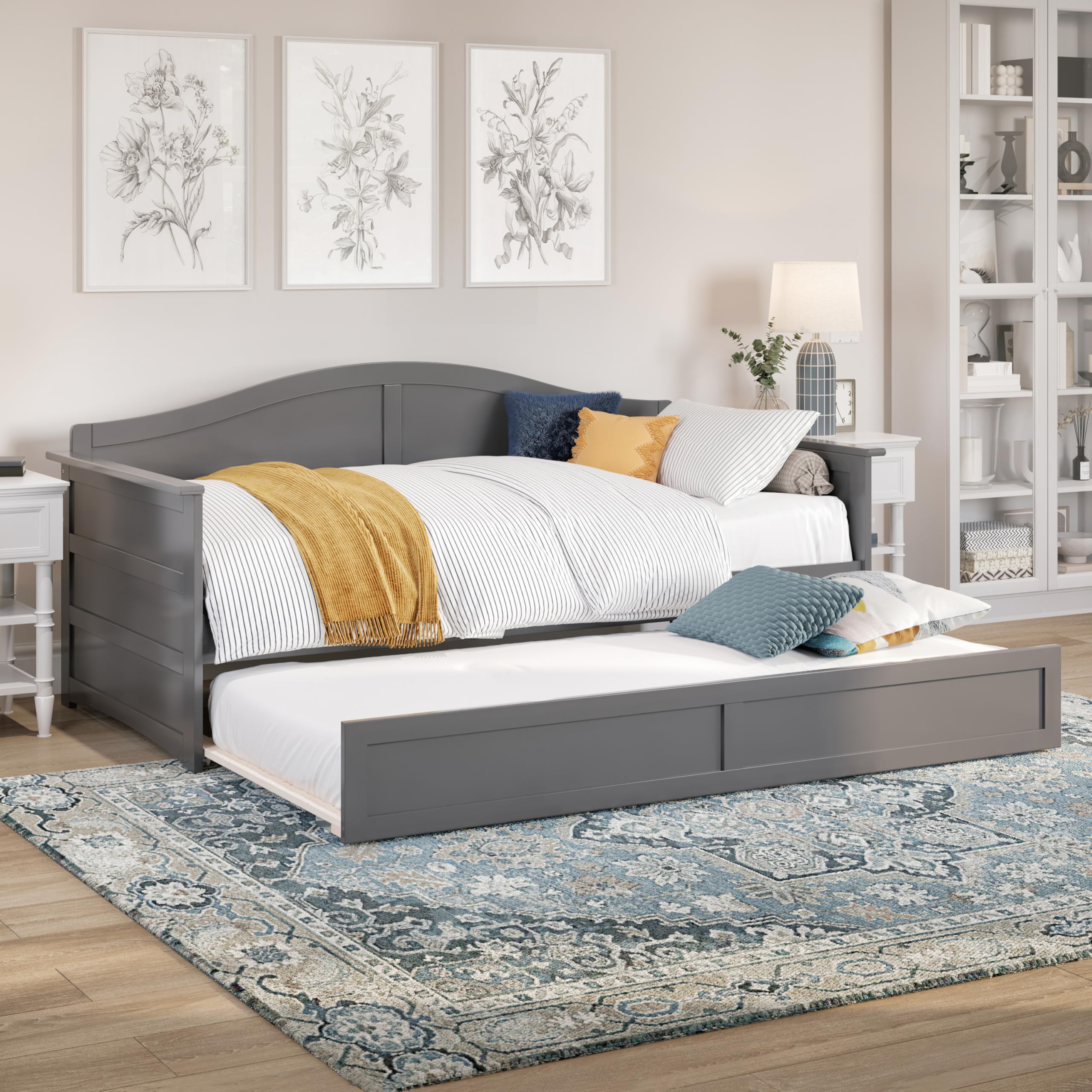 AFI Acadia Twin Size Daybed with Twin Trundle in Grey