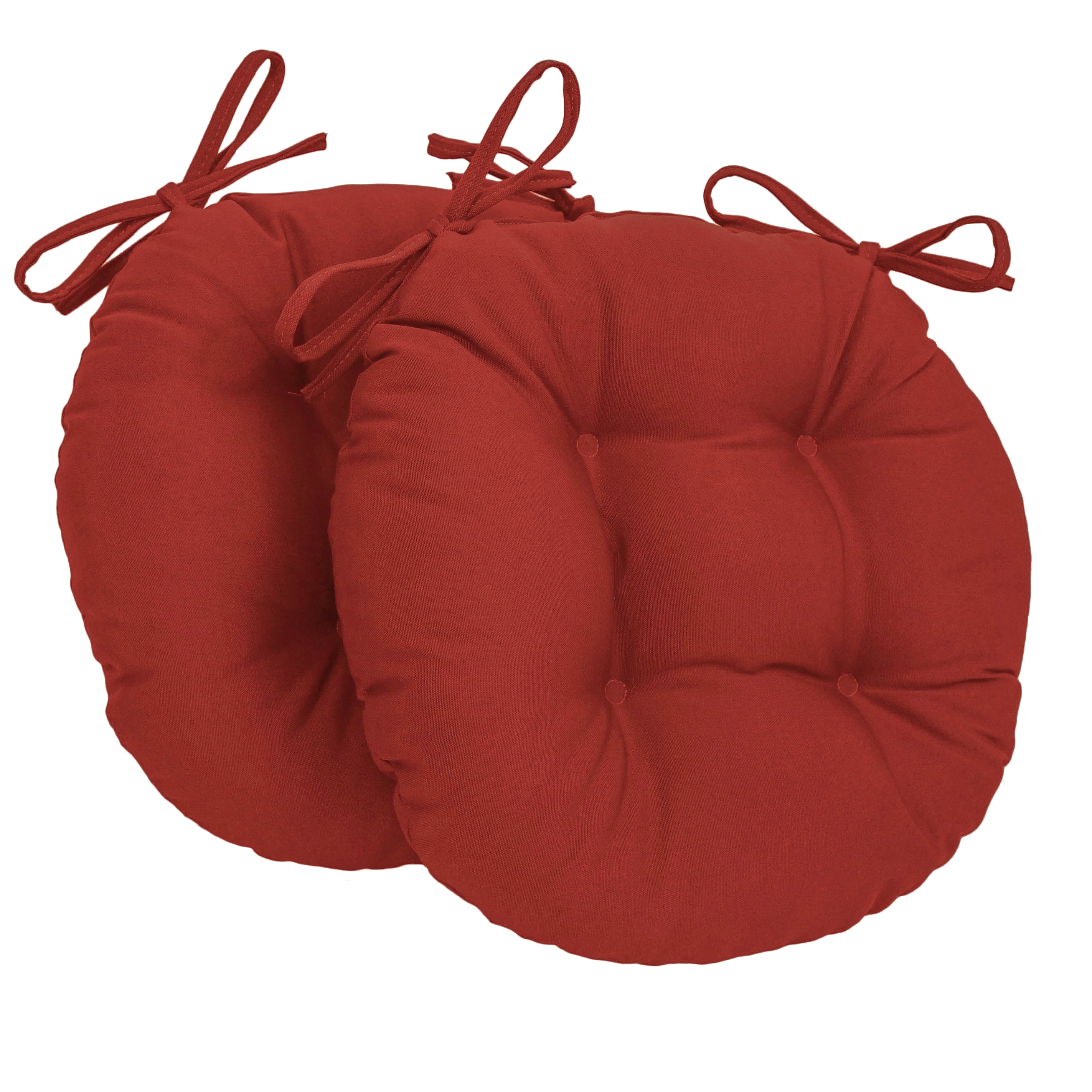 16-inch Solid Twill Round Tufted Chair Cushions (Set of 2) - Ruby Red