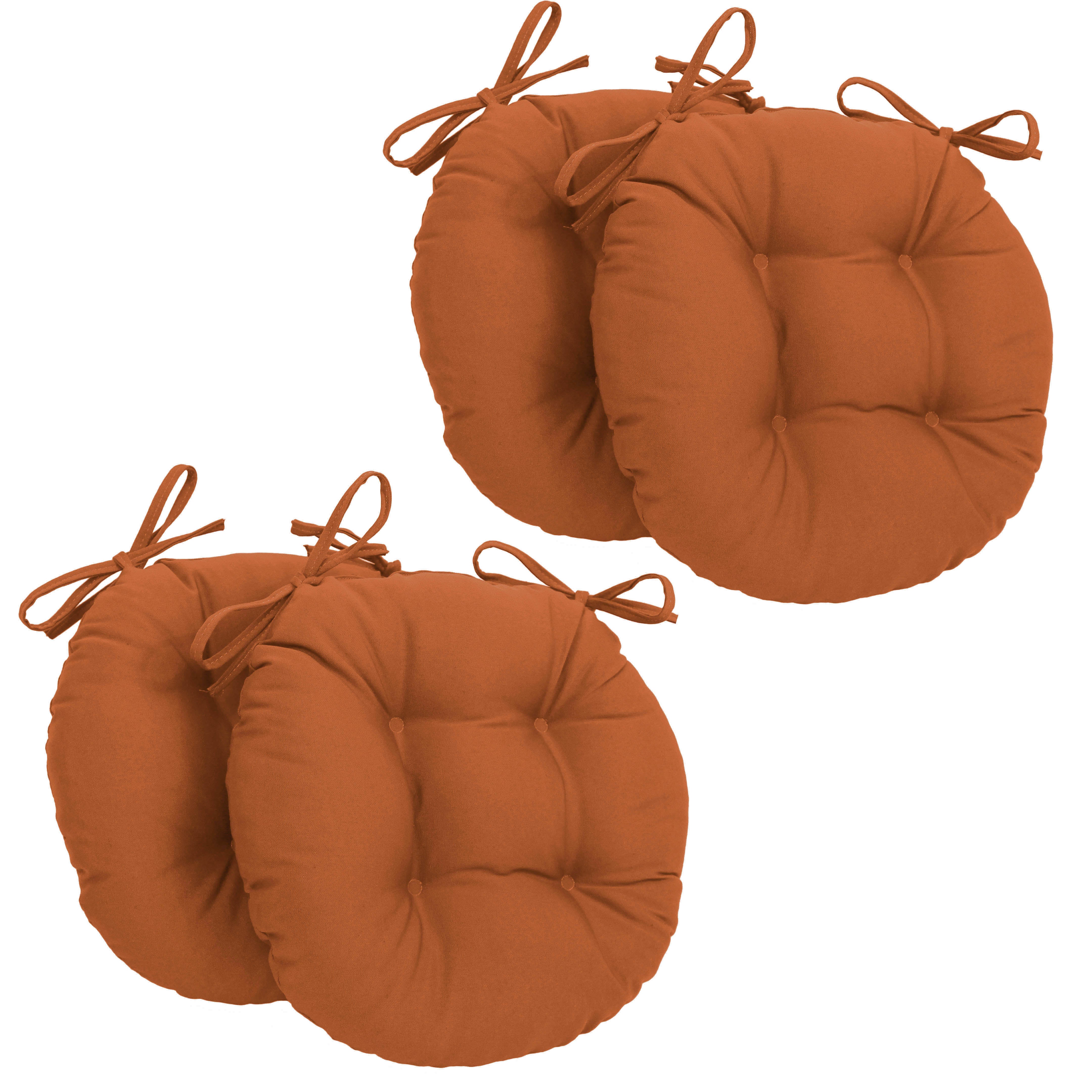 16-inch Solid Twill Round Tufted Chair Cushions (Set of 4) - Spice