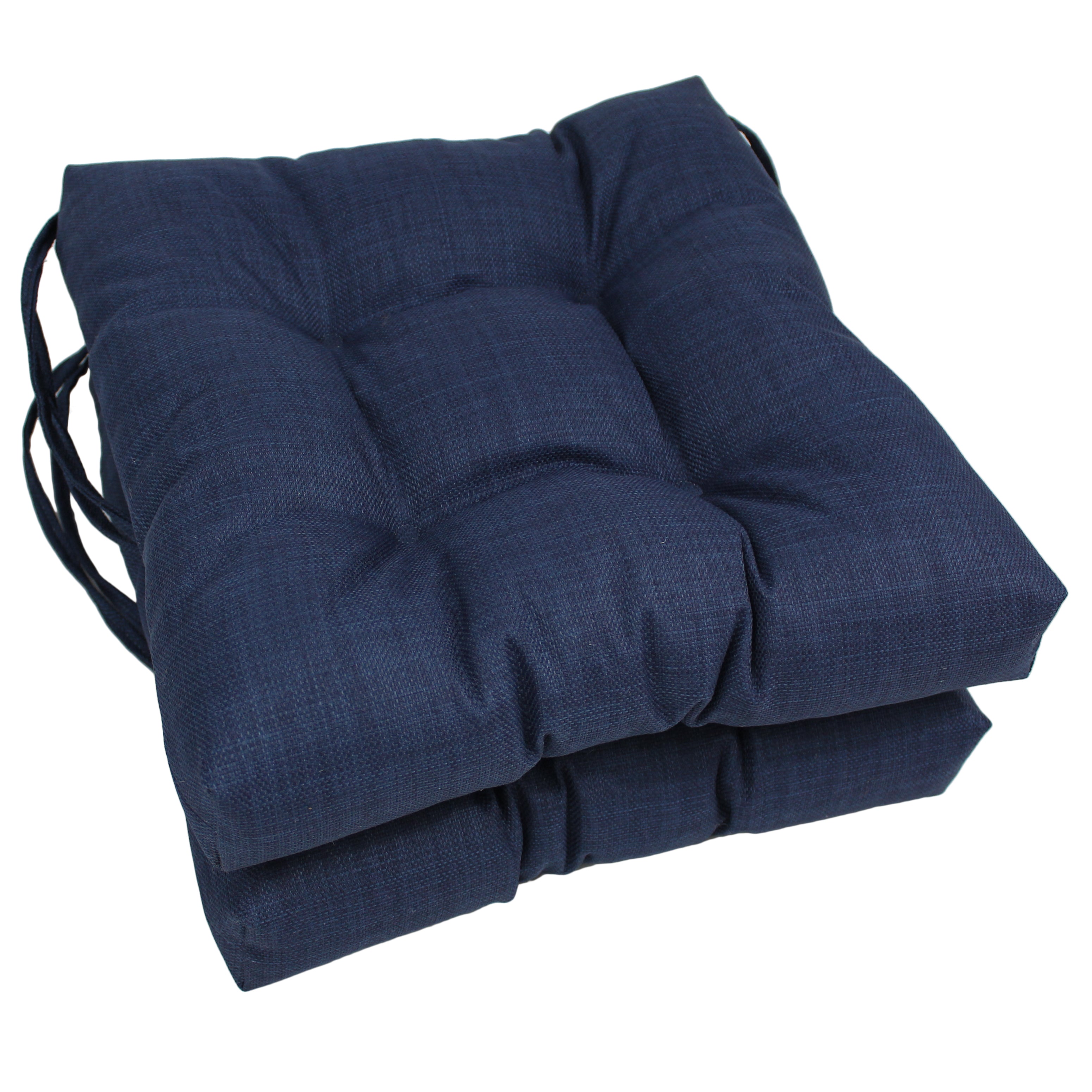 16-inch Outdoor Spun Polyester Square Tufted Chair Cushions (Set of 2) - Azul