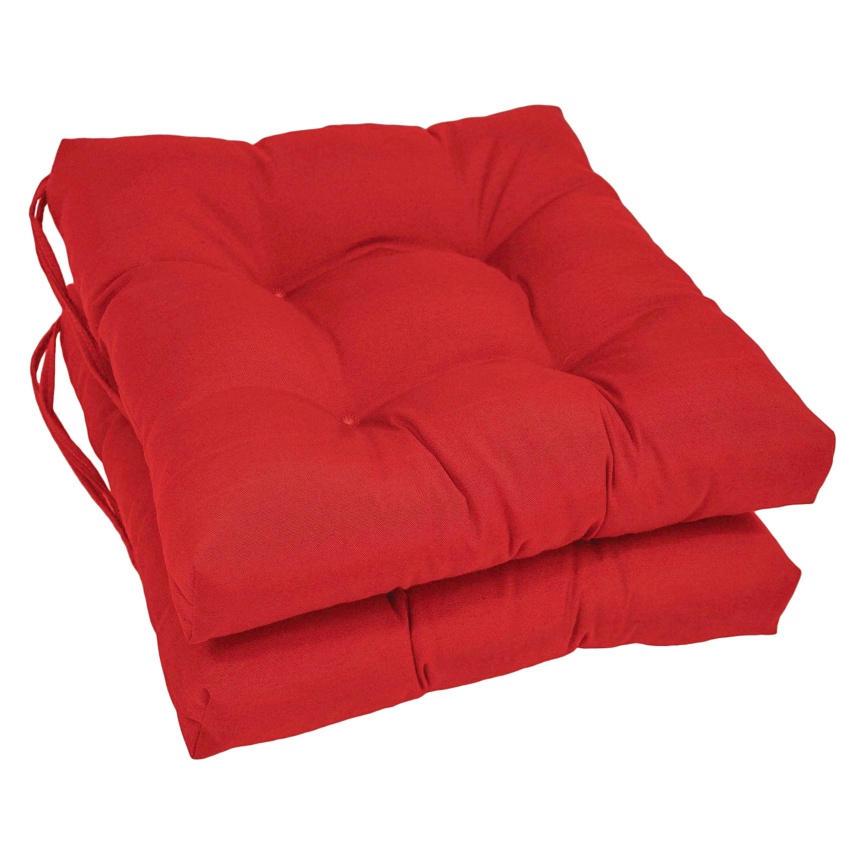 16-inch Solid Twill Square Tufted Chair Cushions (Set of 2) - Red