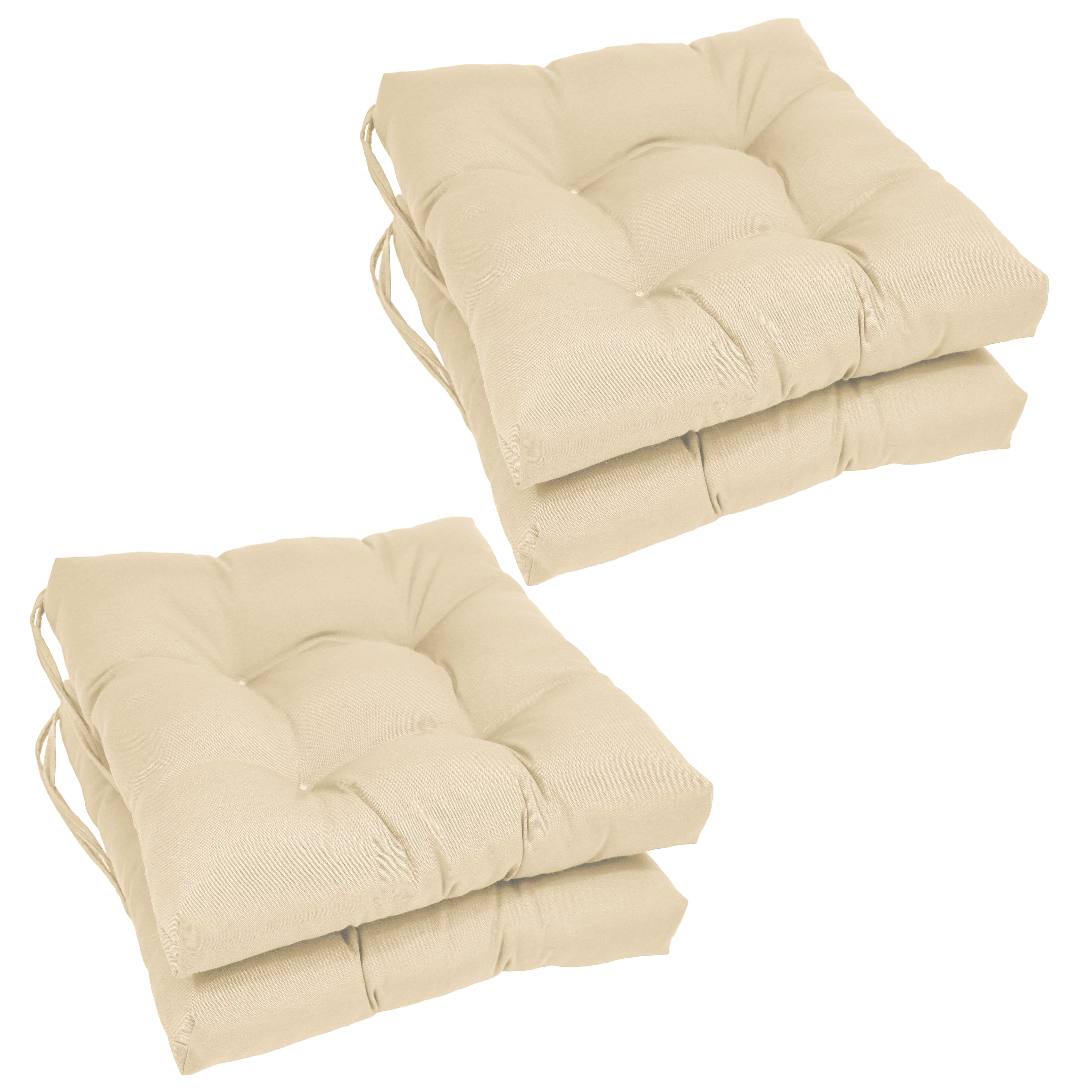 16-inch Solid Twill Square Tufted Chair Cushions (Set of 4) - Natural