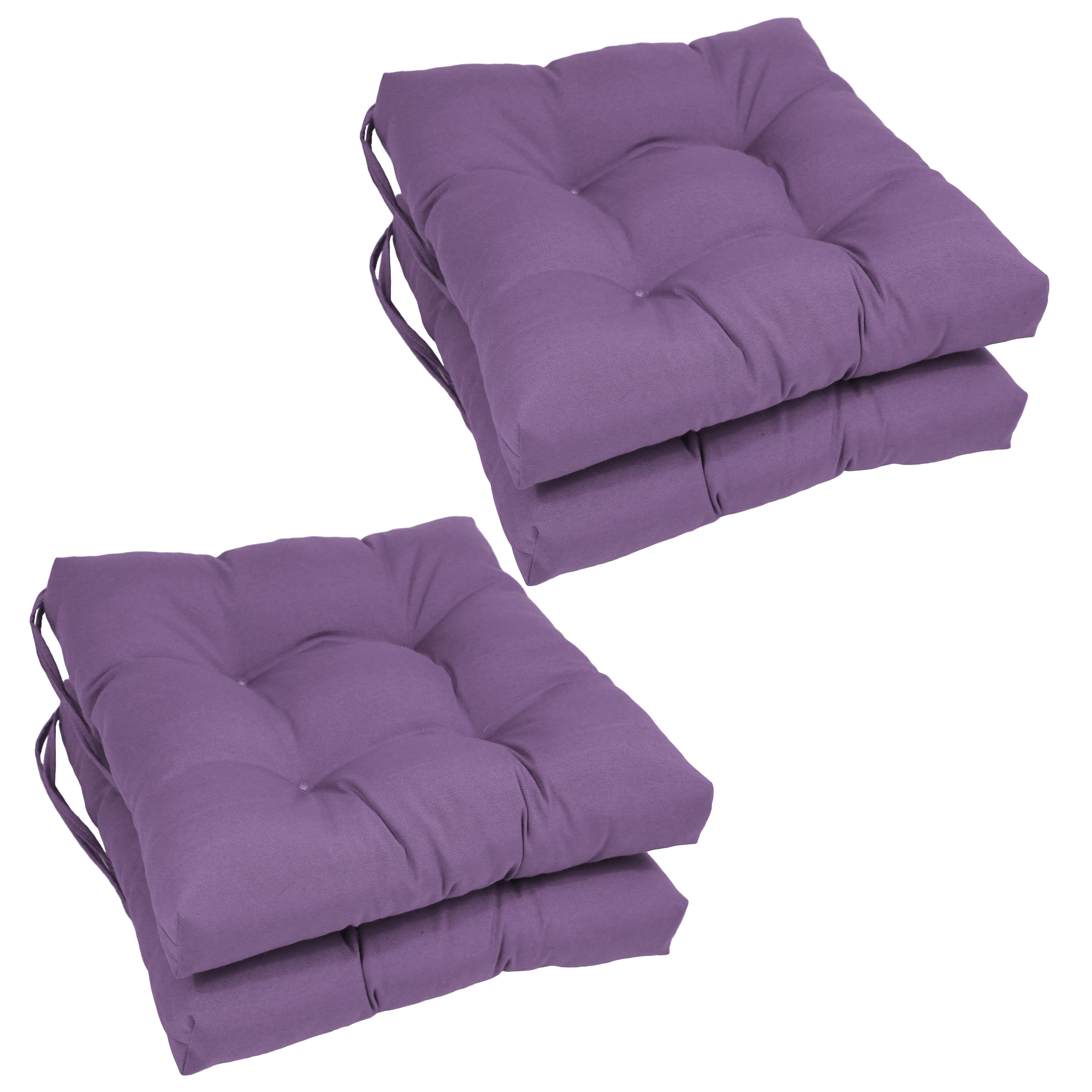 16-inch Solid Twill Square Tufted Chair Cushions (Set of 4) - Grape