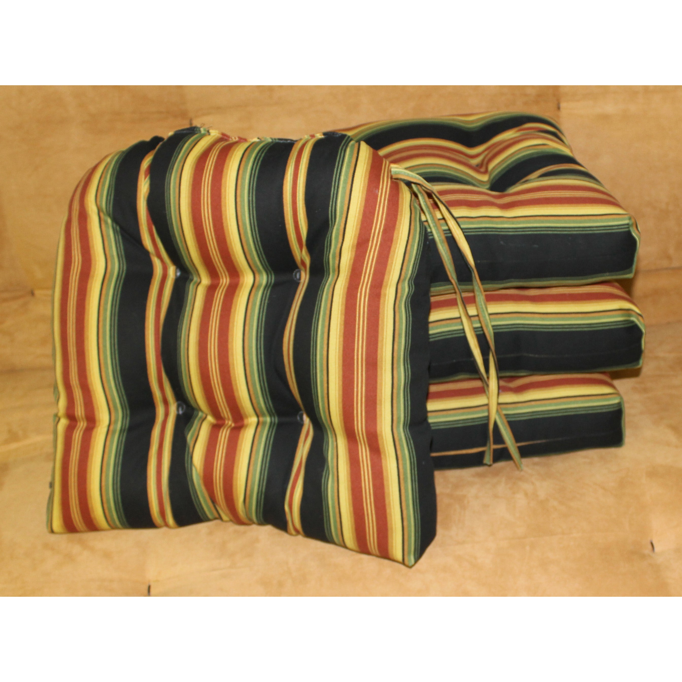 16-inch Outdoor Spun Polyester U-shaped Tufted Chair Cushions (Set of 4) - Lyndhurst Raven