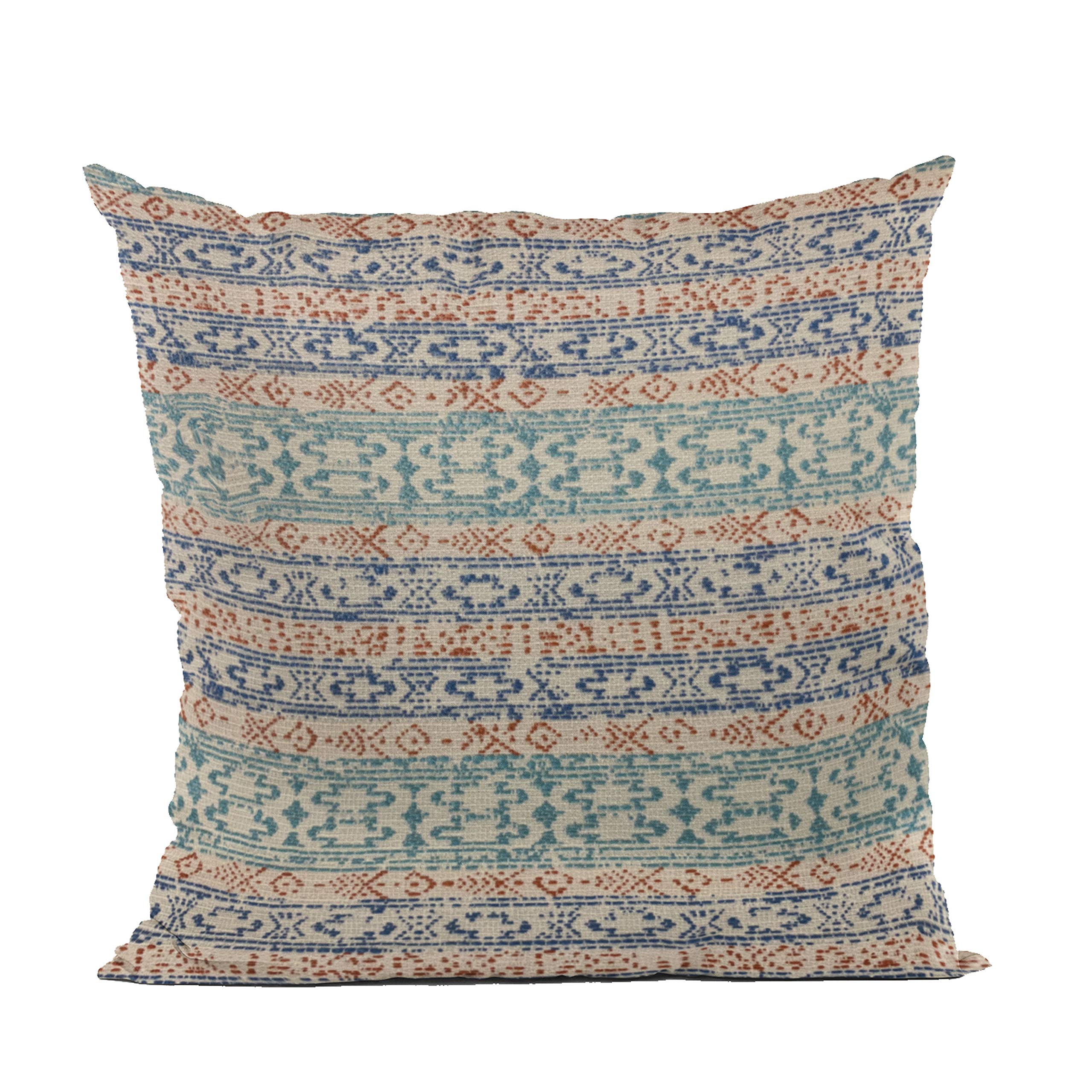 Plutus Brands Blue Plutus Lined Stripe Luxury Throw Pillow 22 in x 22in, Double Sided 22 x 22”