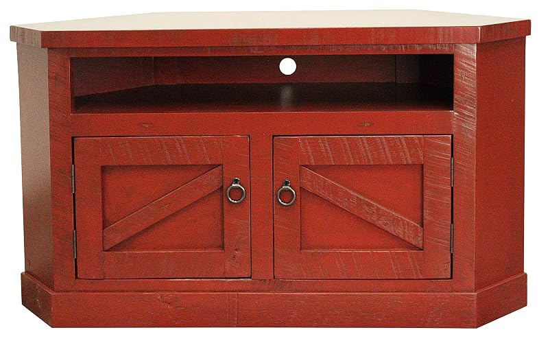 Rustic Promo Corner TV Stand in Rustic Red