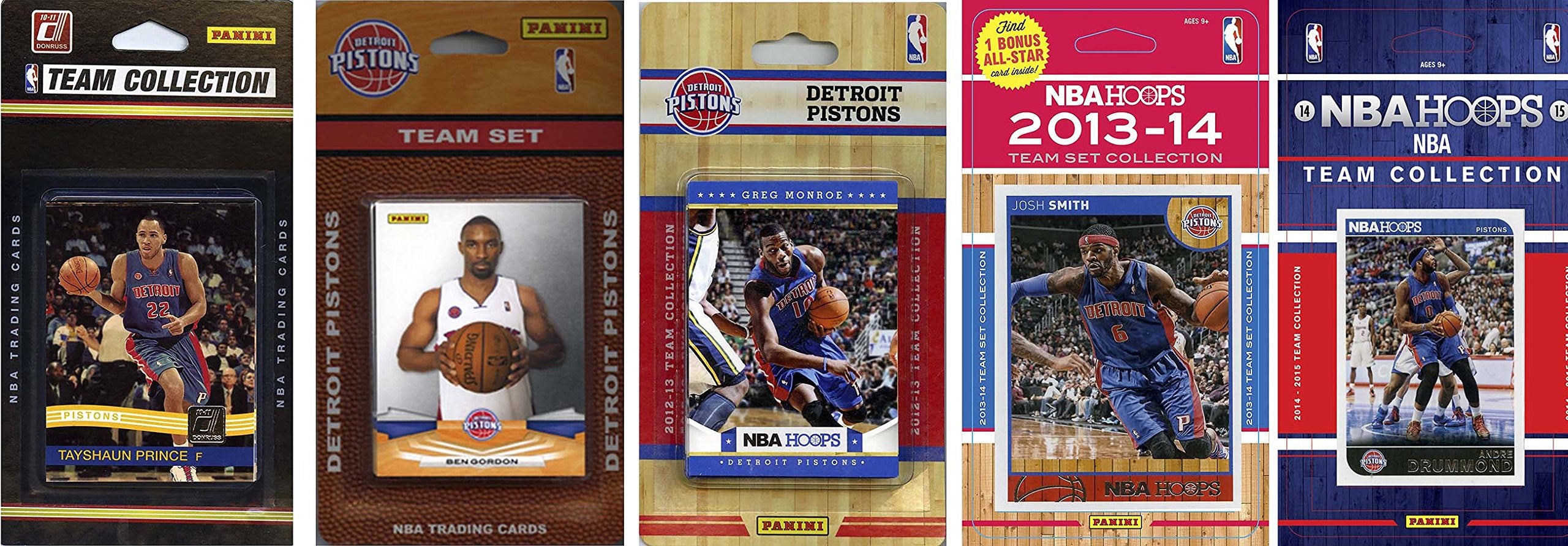 NBA Detroit Pistons 5 Different Licensed Trading Card Team Sets