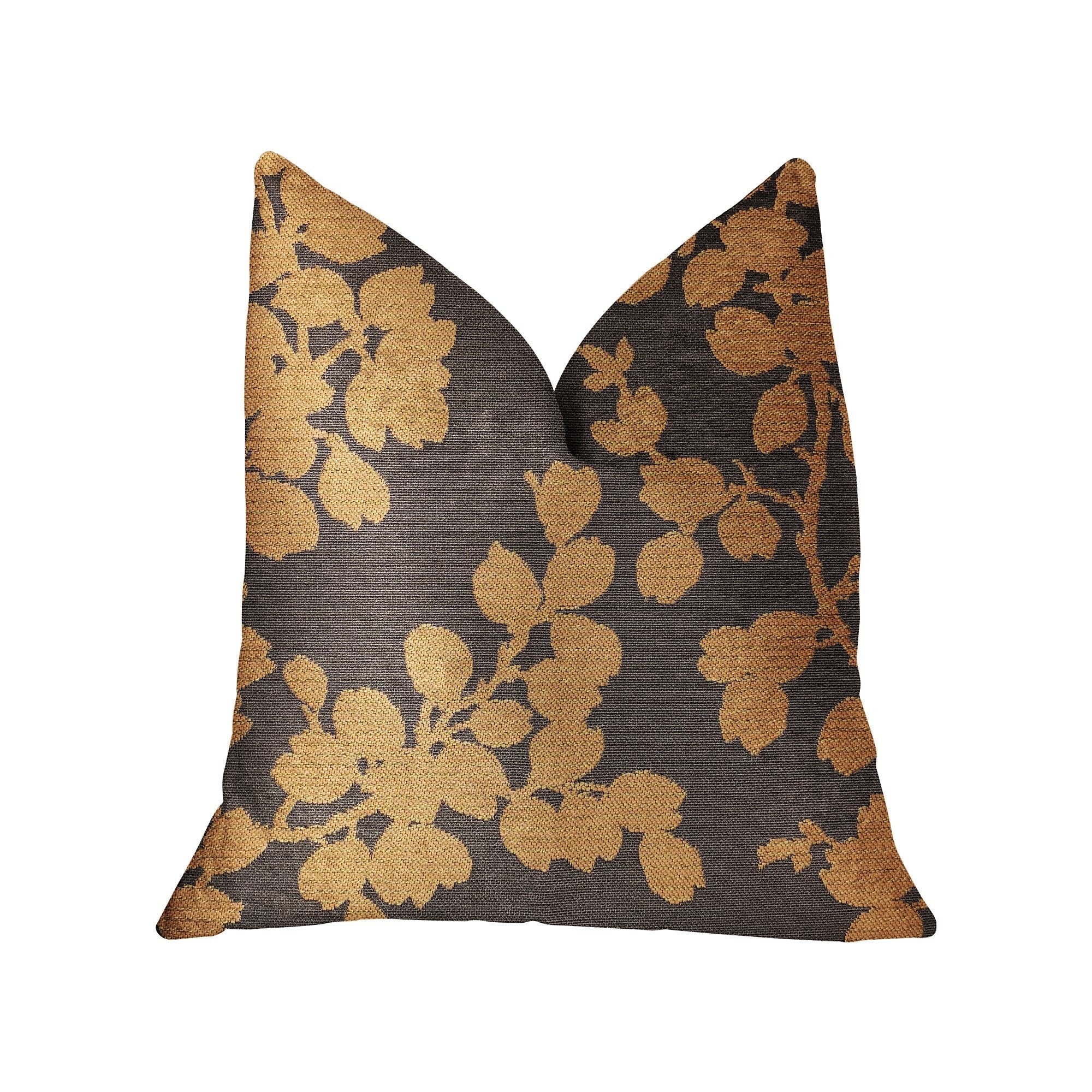 Plutus Whispering Willow Gold and Gray Luxury Throw Pillow - Double sided  20 x 30″ Queen