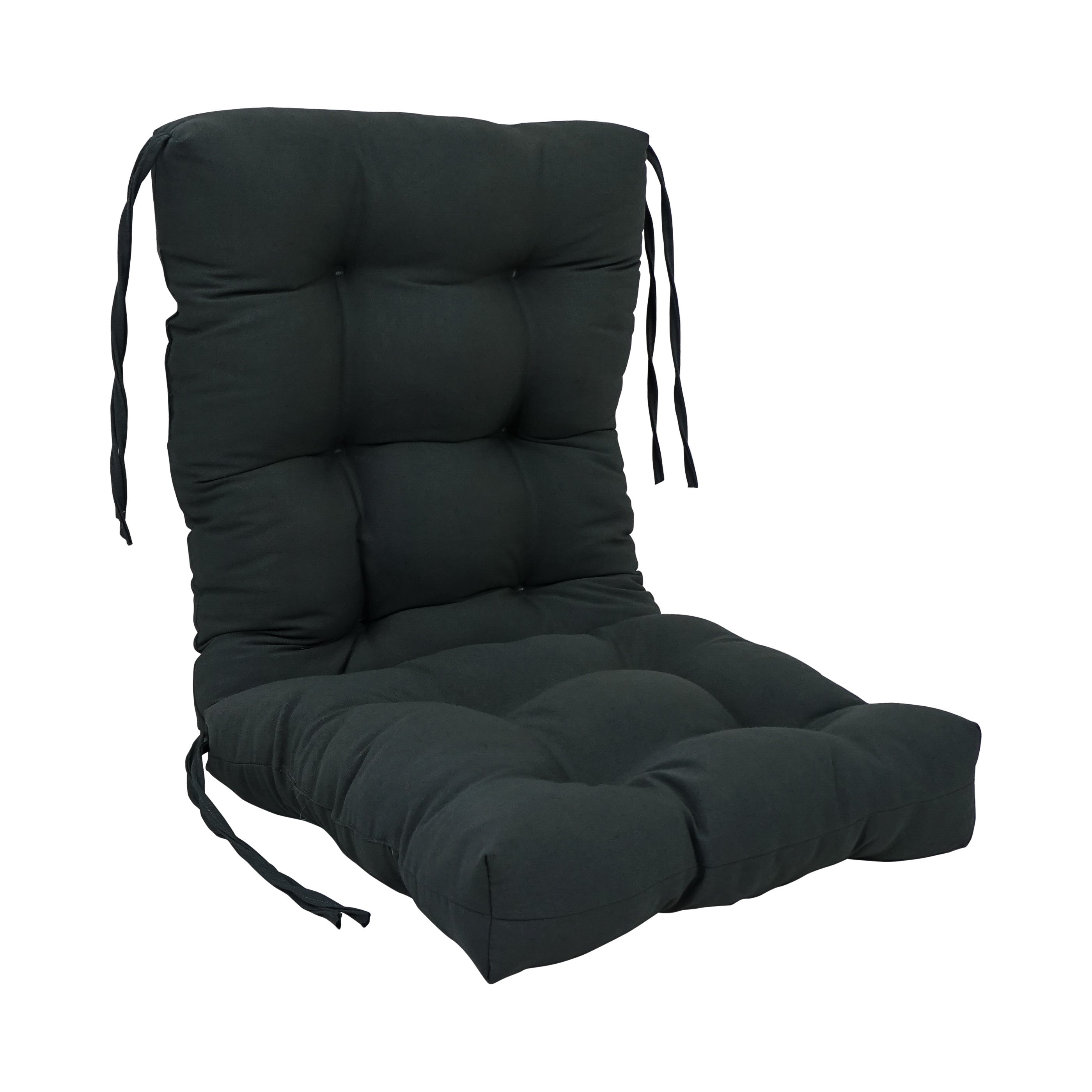 18-inch by 38-inch Solid Twill Tufted Chair Cushion Black-Color
