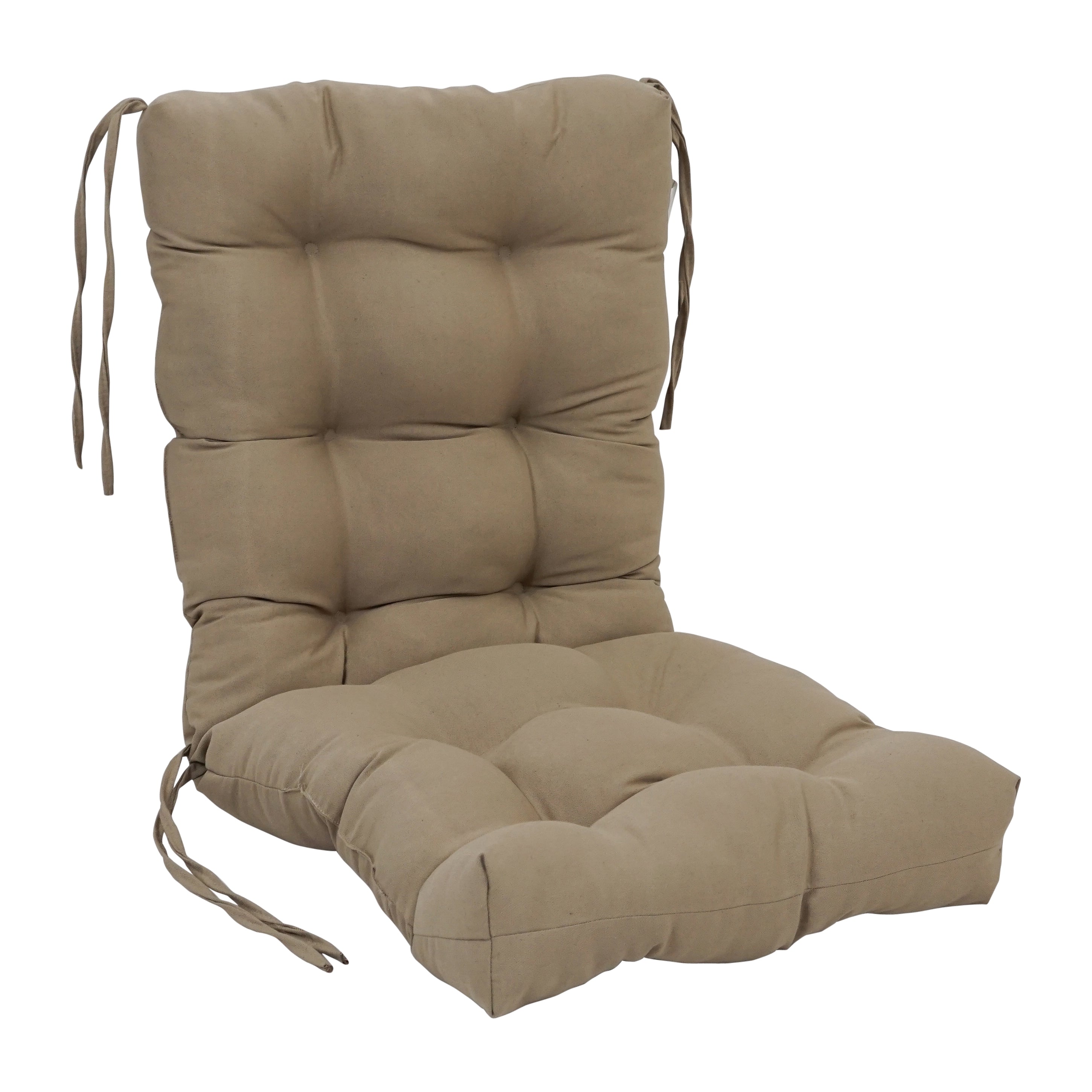 18-inch by 38-inch Solid Twill Tufted Chair Cushion Tan-Color