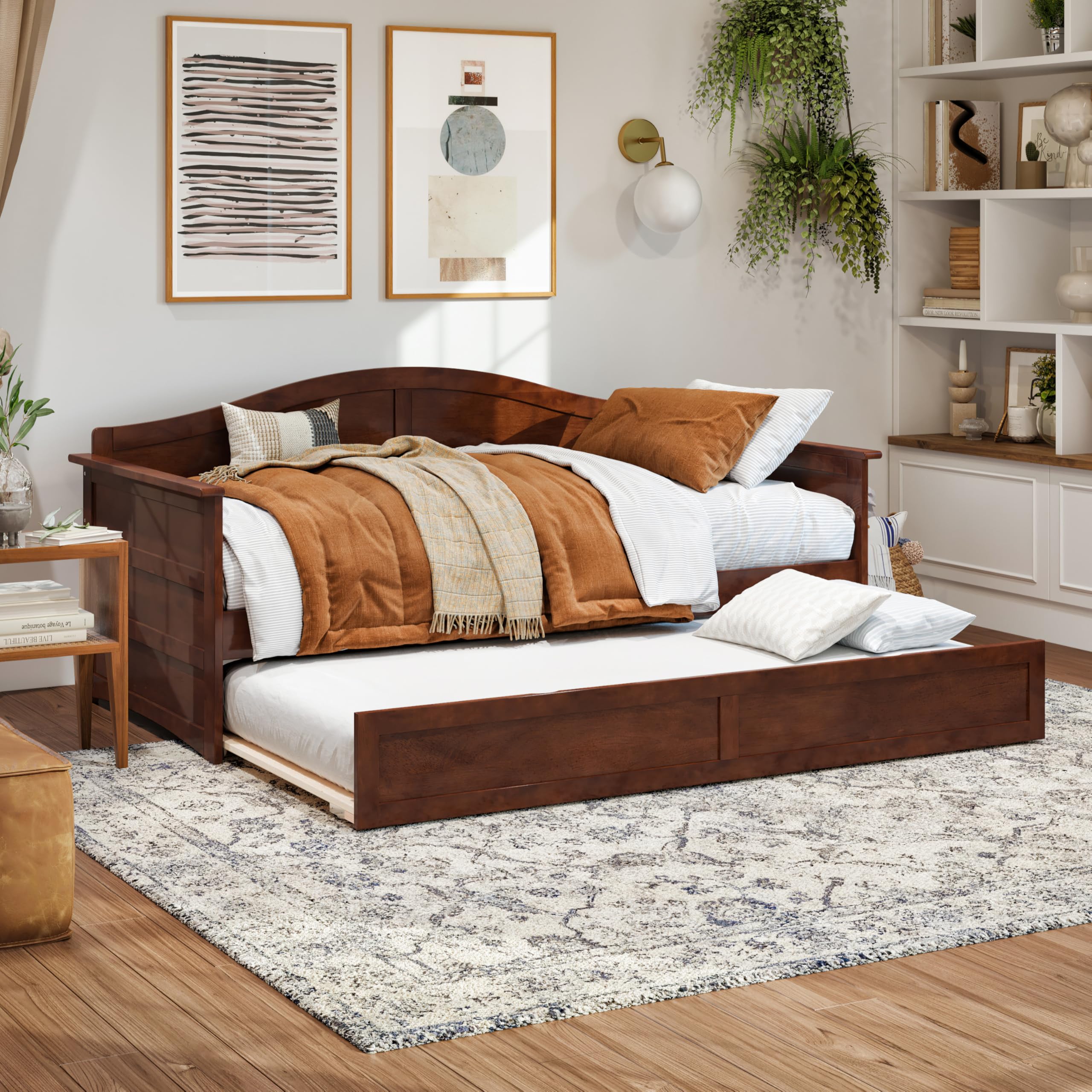 AFI Acadia Twin Size Daybed with Twin Trundle in Walnut
