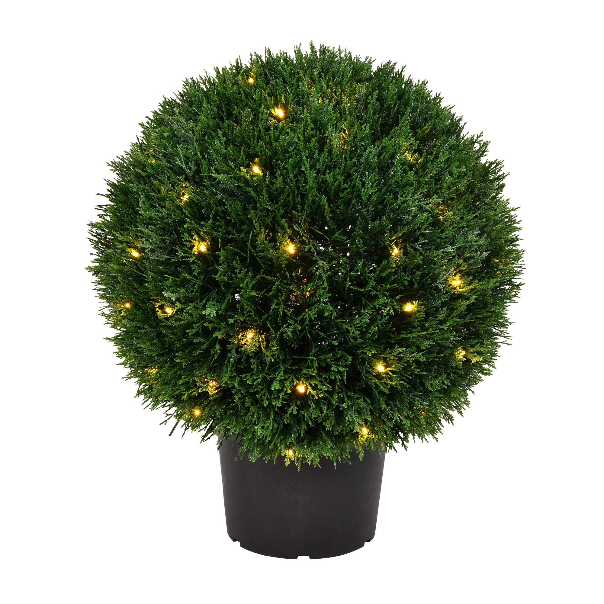 Casafoyer UV Resistant 2″ Pre-Lit Artificial Cedar Topiary Ball for Indoor/Outdoor Decor ( Pack of 2 )