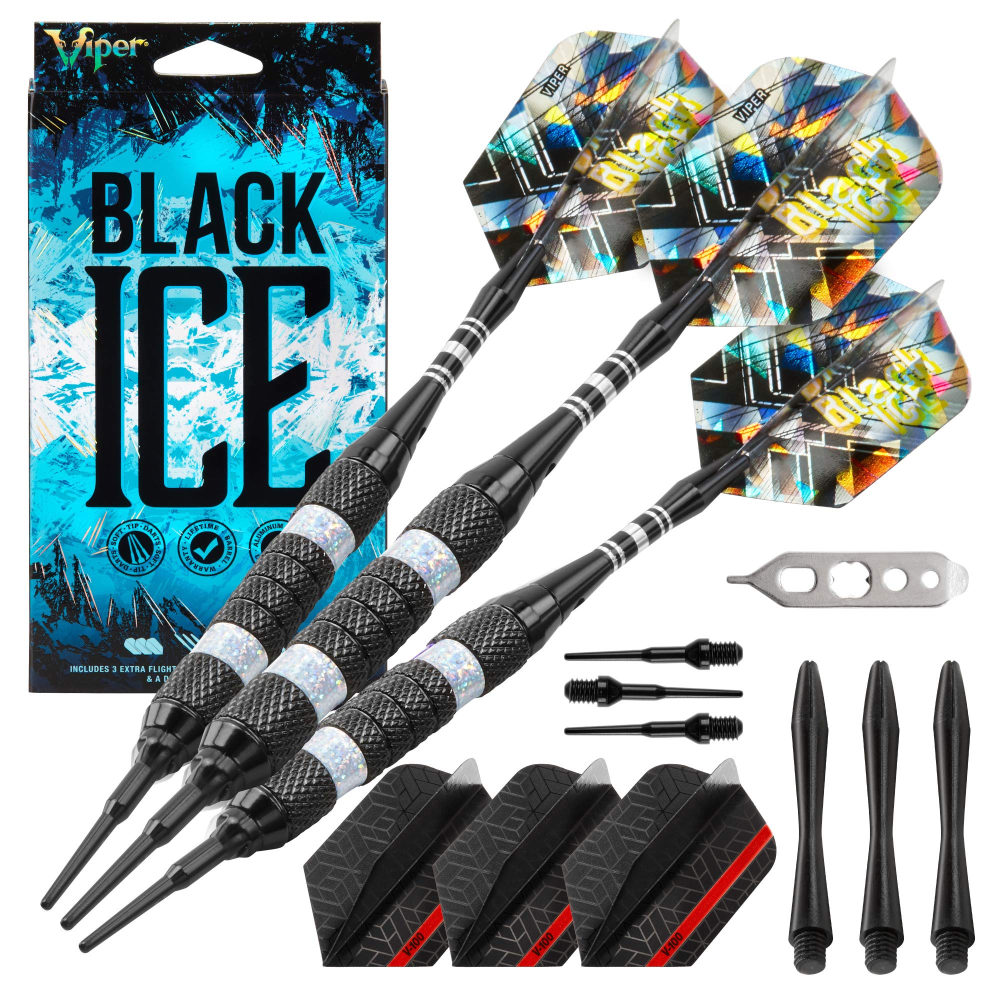 Viper Black Ice Soft Tip Darts With Silver Rings, 16 Grams