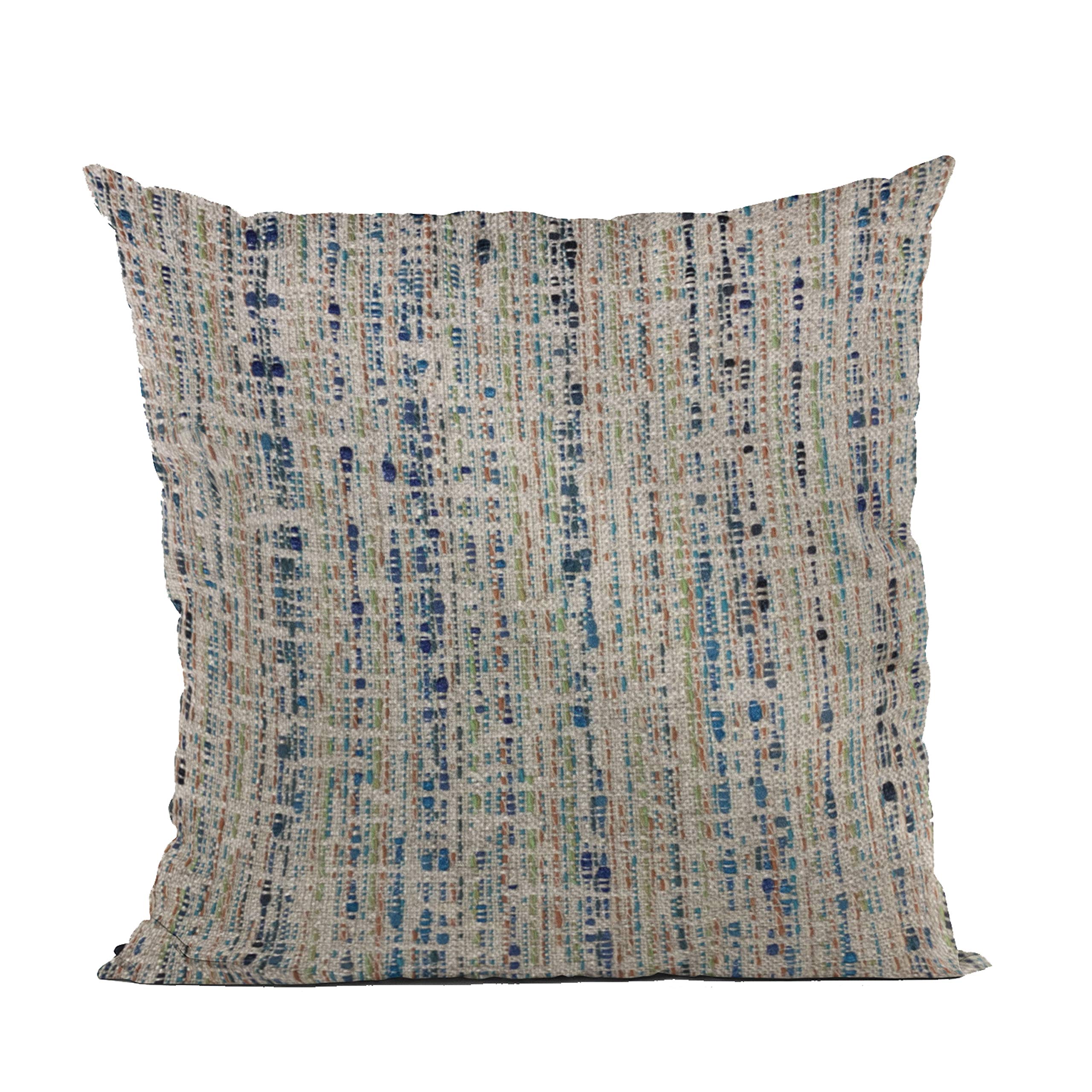 Plutus Brands Blue Plutus Mixed Stripe Luxury Throw Pillow 18 in x 18in, Double Sided 18 x 18”