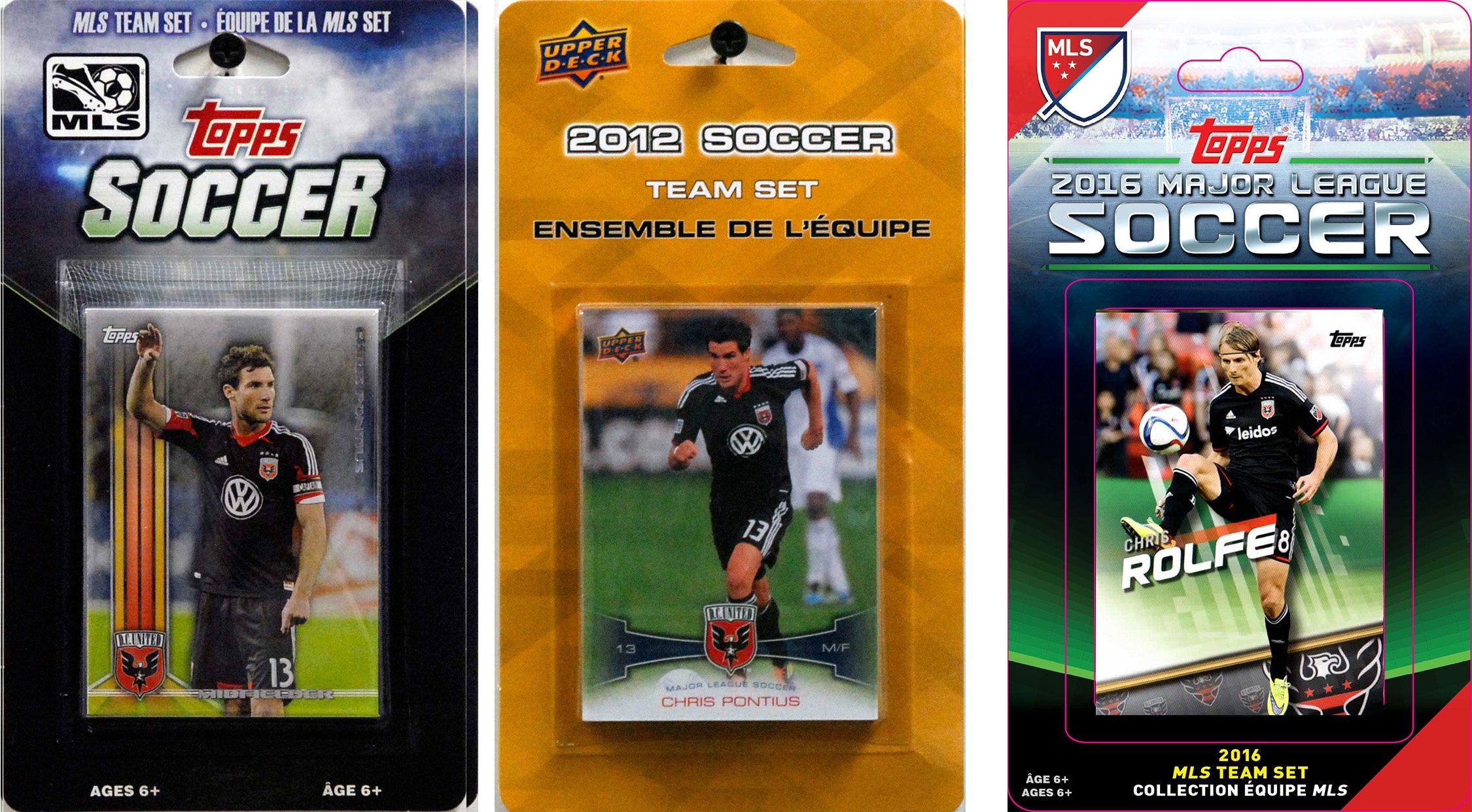 MLS D.C. United 3 Different Licensed Trading Card Team Sets