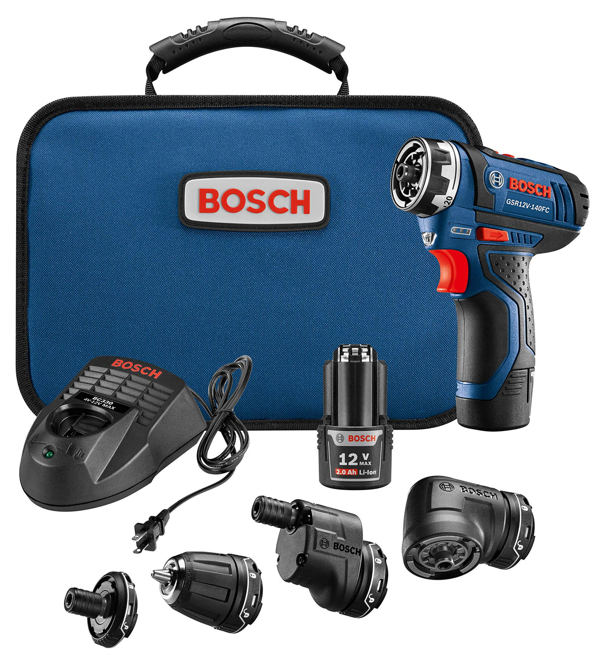 Bosch Gsr12V-140Fcb22 Cordless Electric Screwdriver 12V Kit - 5-In-1 Multi-Head Power Drill Set