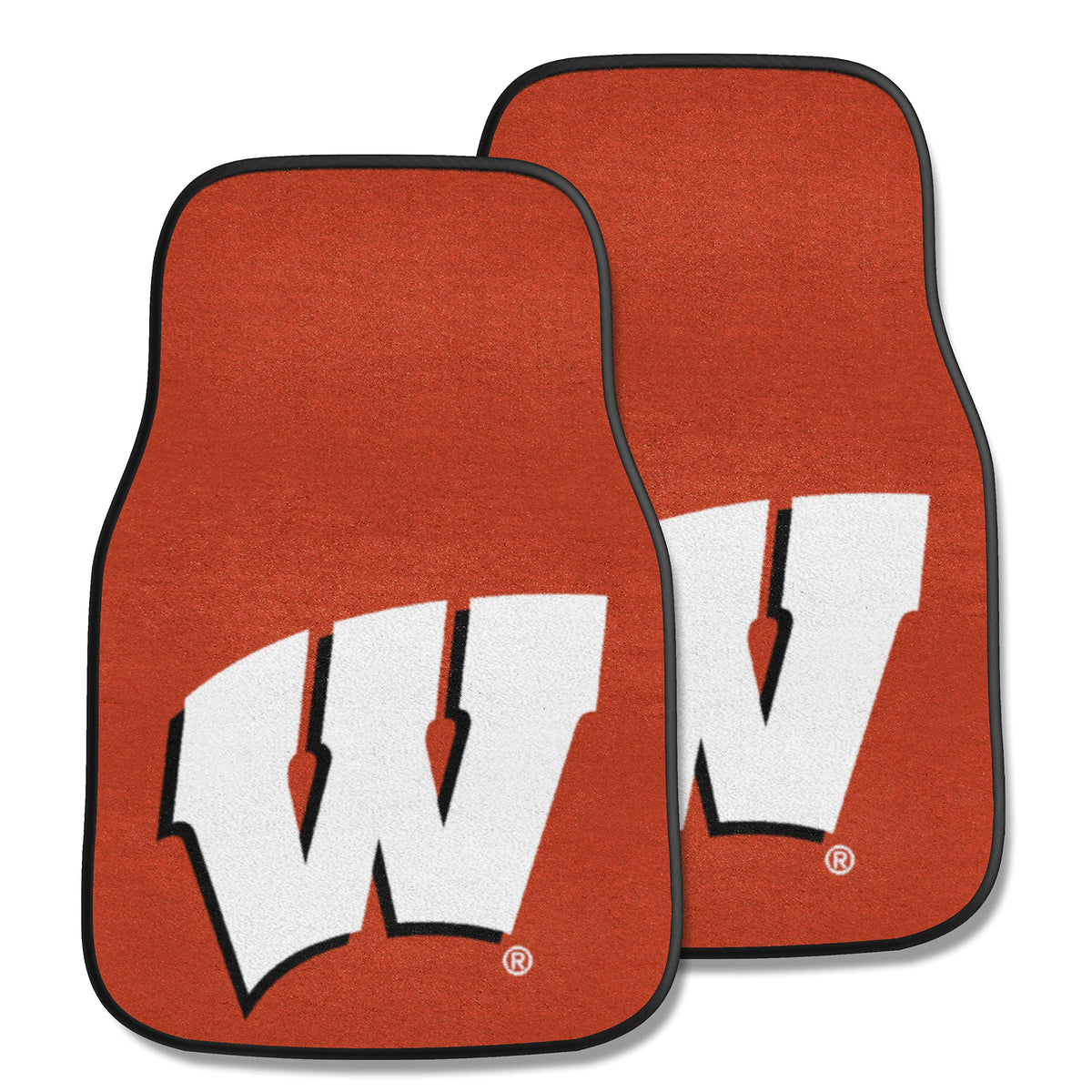 Fanmats 5492 Wisconsin Badgers Front 2-Piece Team Logo Carpet Car Mat Set Front Row Automotive Floor Mats Non-Slip Backing Team 