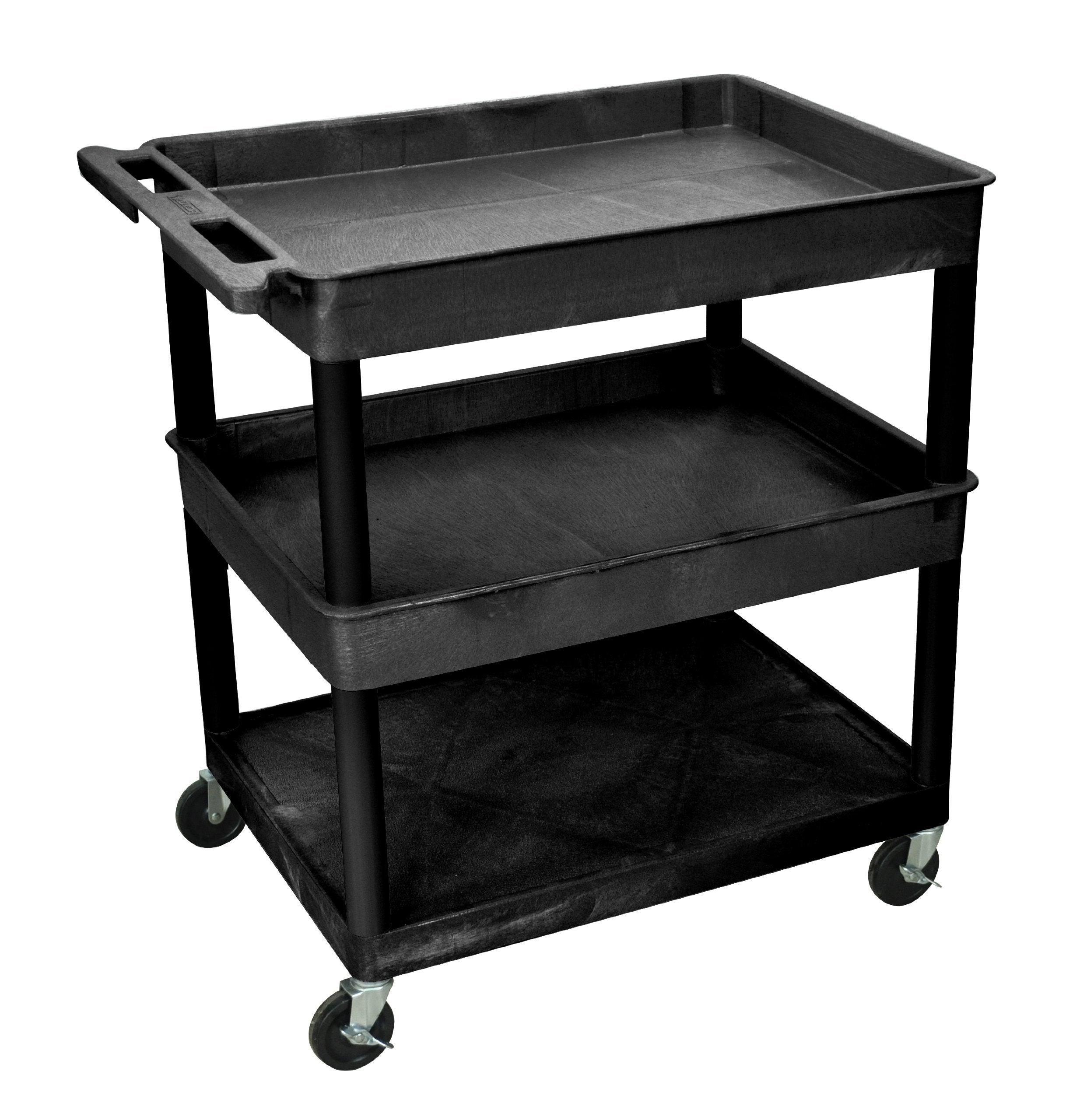 3 Shelf Large Black Tub Cart
