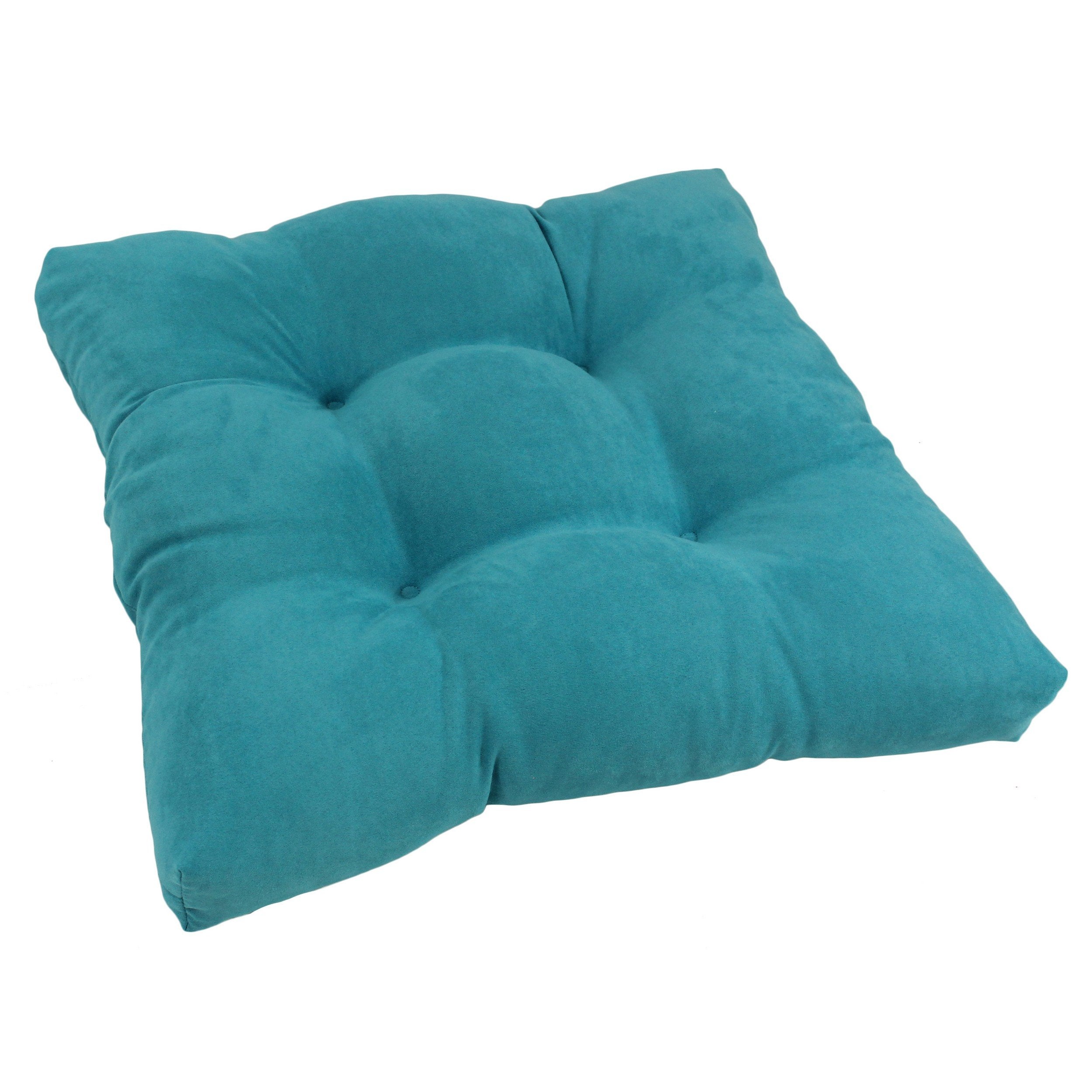 19-inch Squared Microsuede Tufted Dining Chair Cushion - Aqua Blue