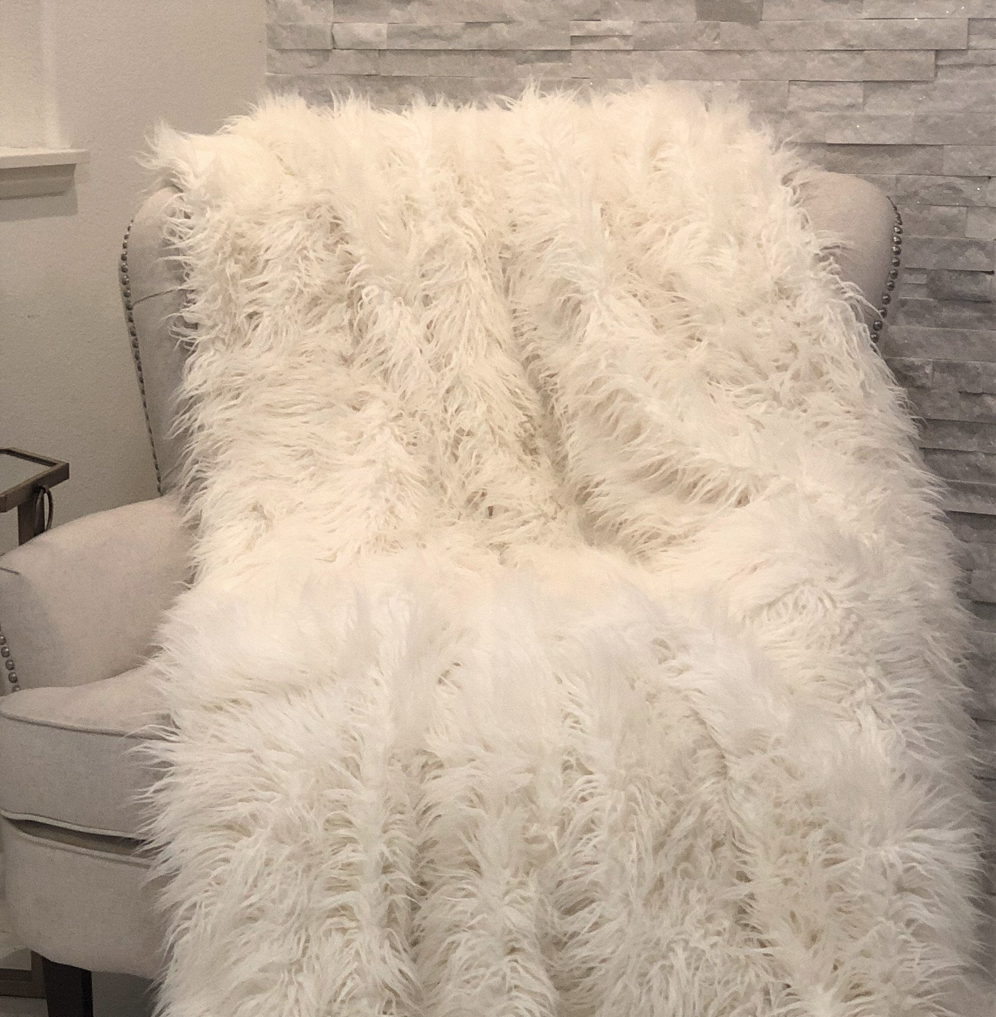 Plutus Brands Plutus Mongolian Faux Handmade Throw Pillow, 60 X 84, White