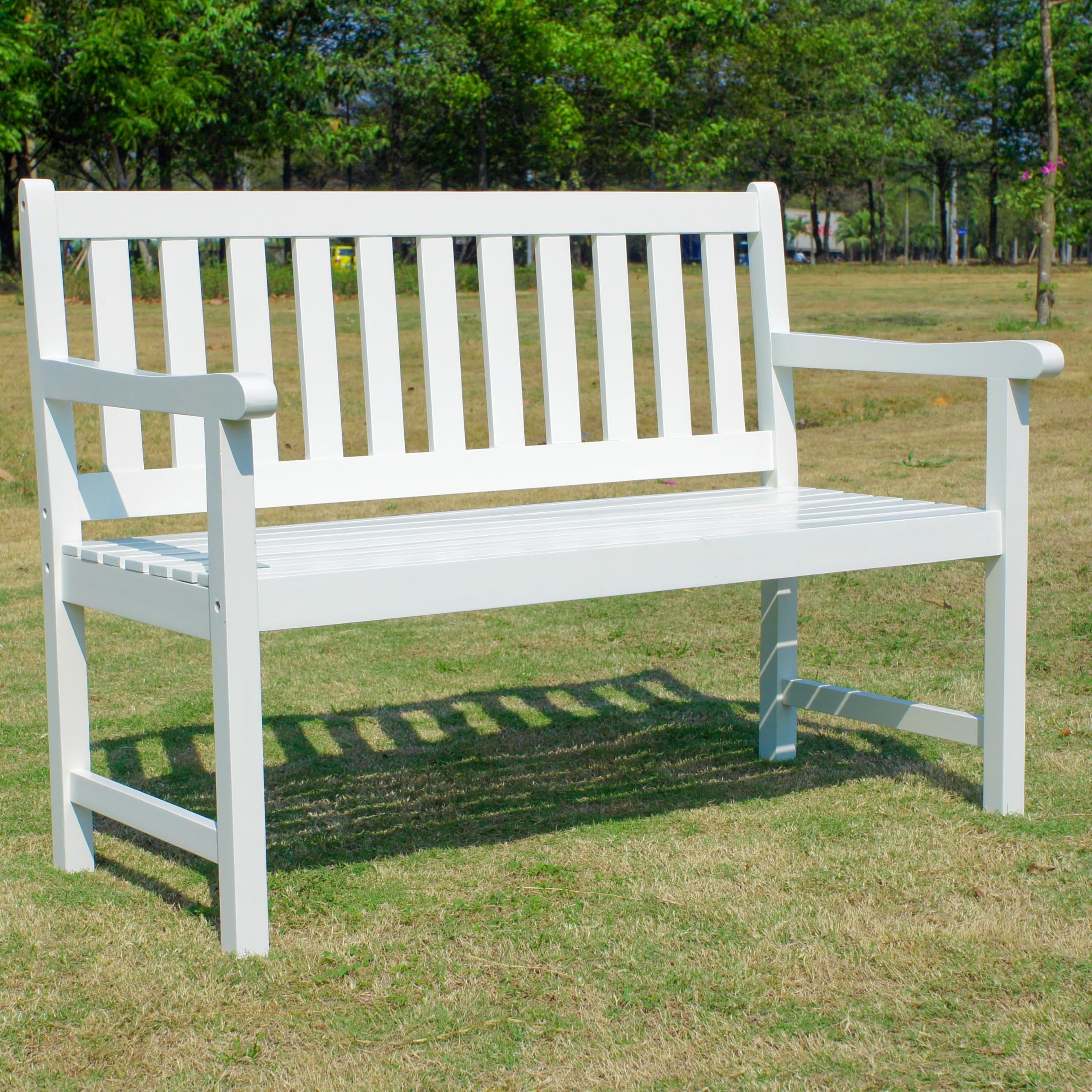 Acacia Wood 49-inch Bench - White