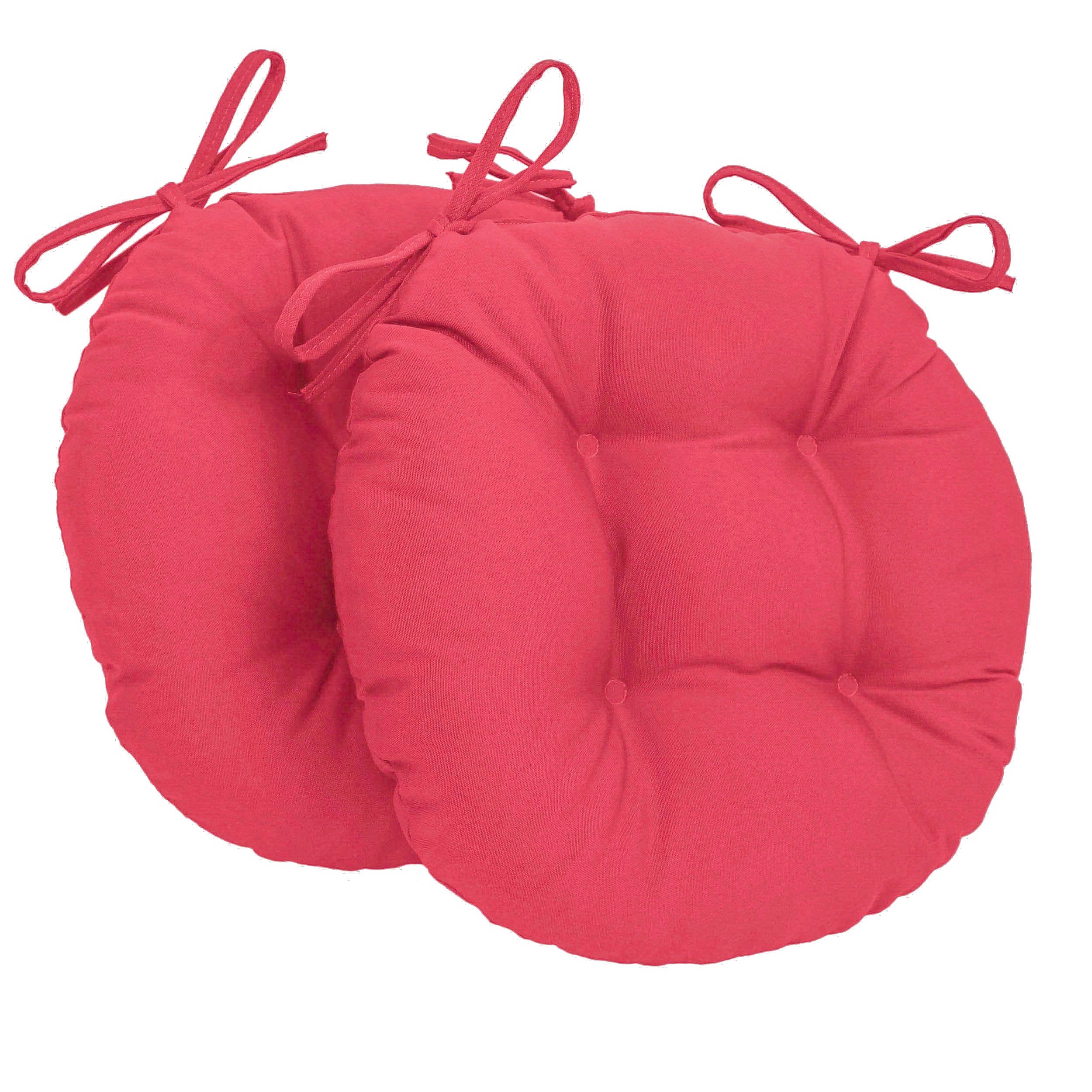 16-inch Solid Twill Round Tufted Chair Cushions (Set of 2) - Bery Berry