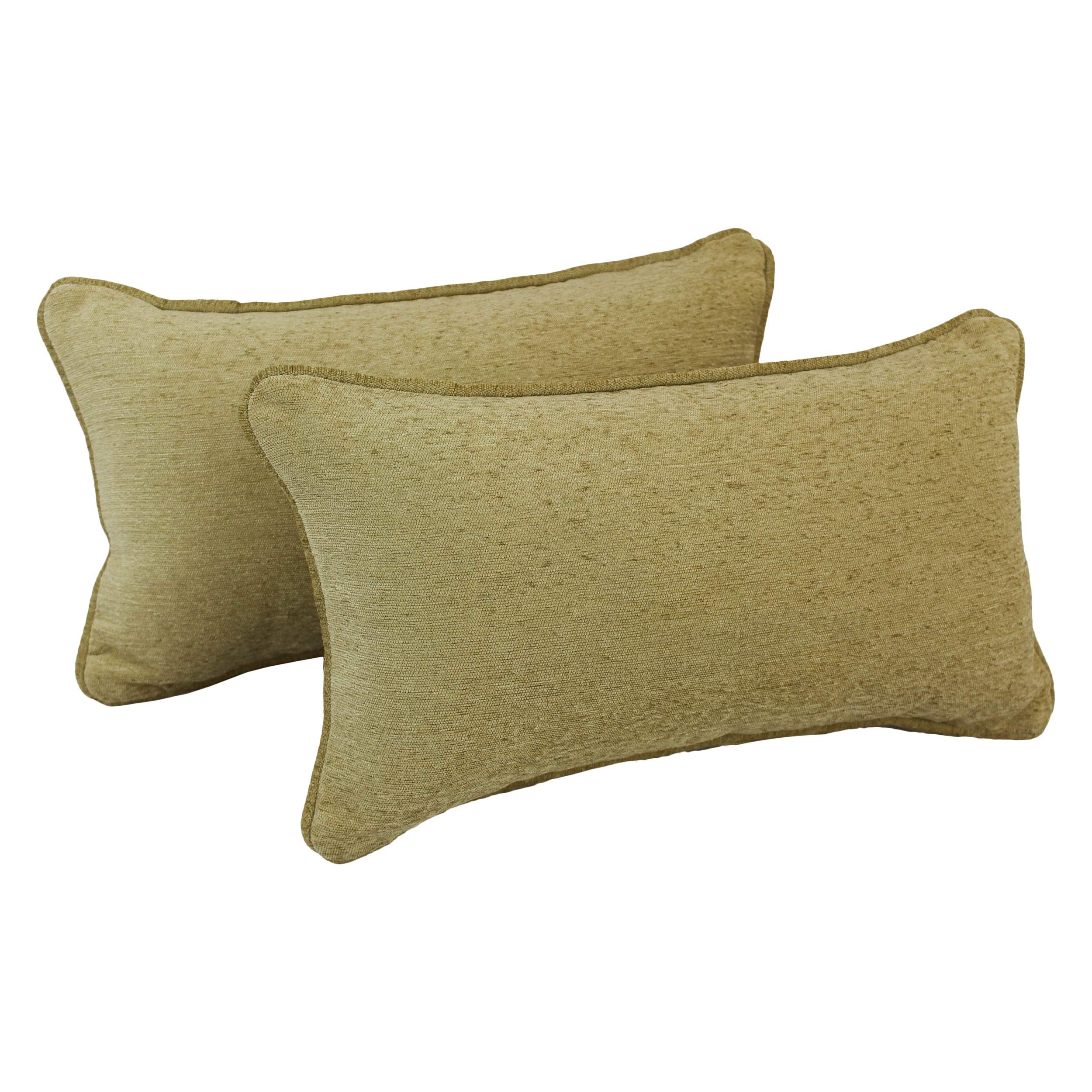 20-inch by 12-inch Double-corded Patterned Jacquard Chenille Back Support PIllows with Inserts (Set of 2) - Macaroon