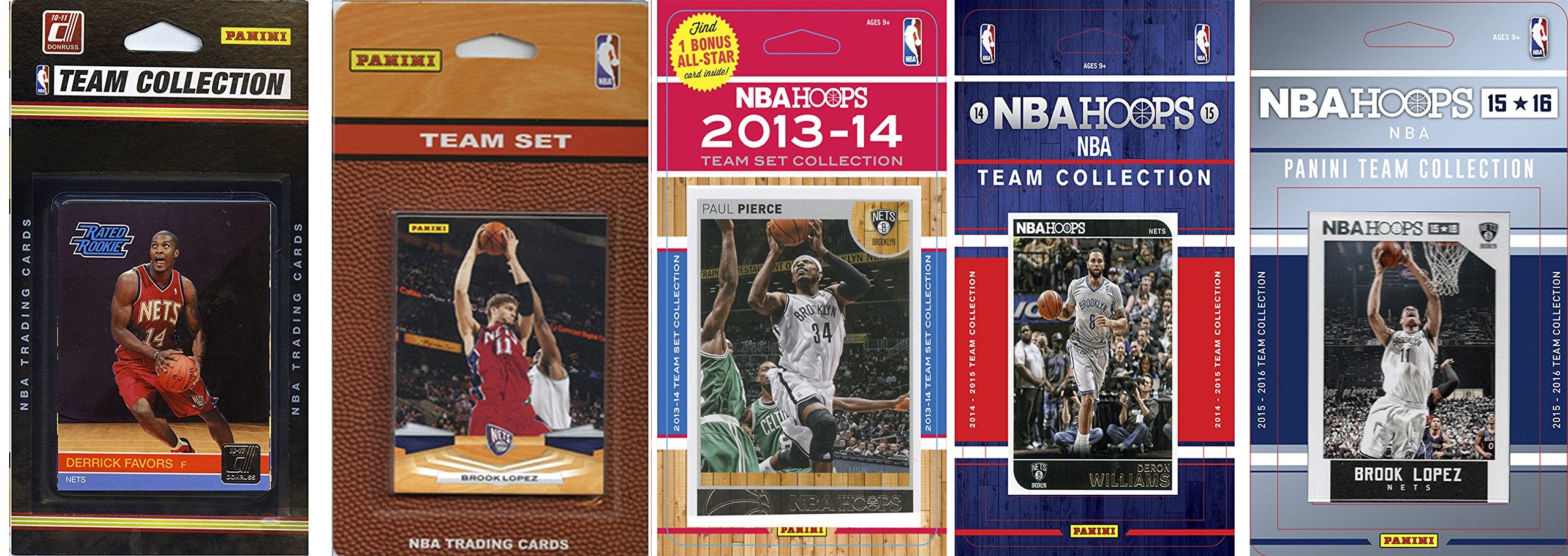 NBA Brooklyn Nets 5 Different Licensed Trading Card Team Sets