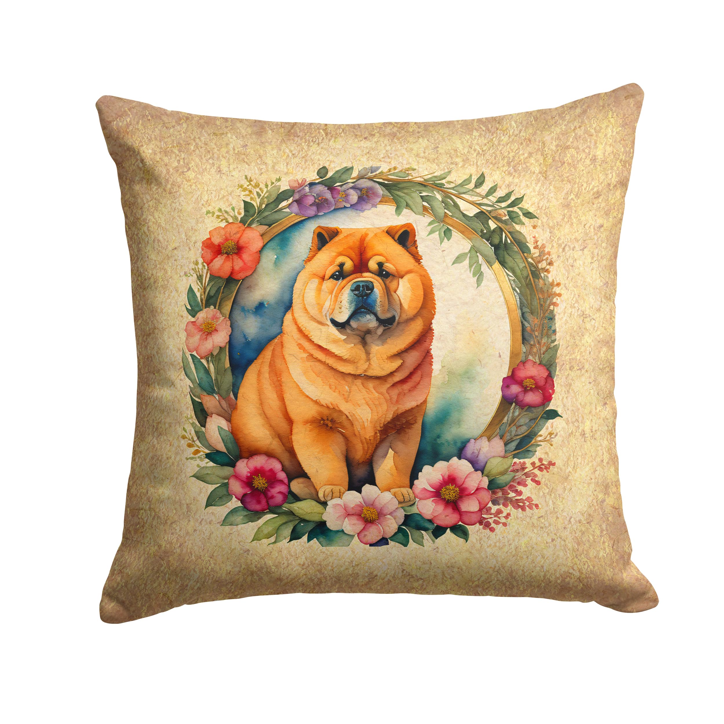 Chow Chow and Flowers Throw Pillow