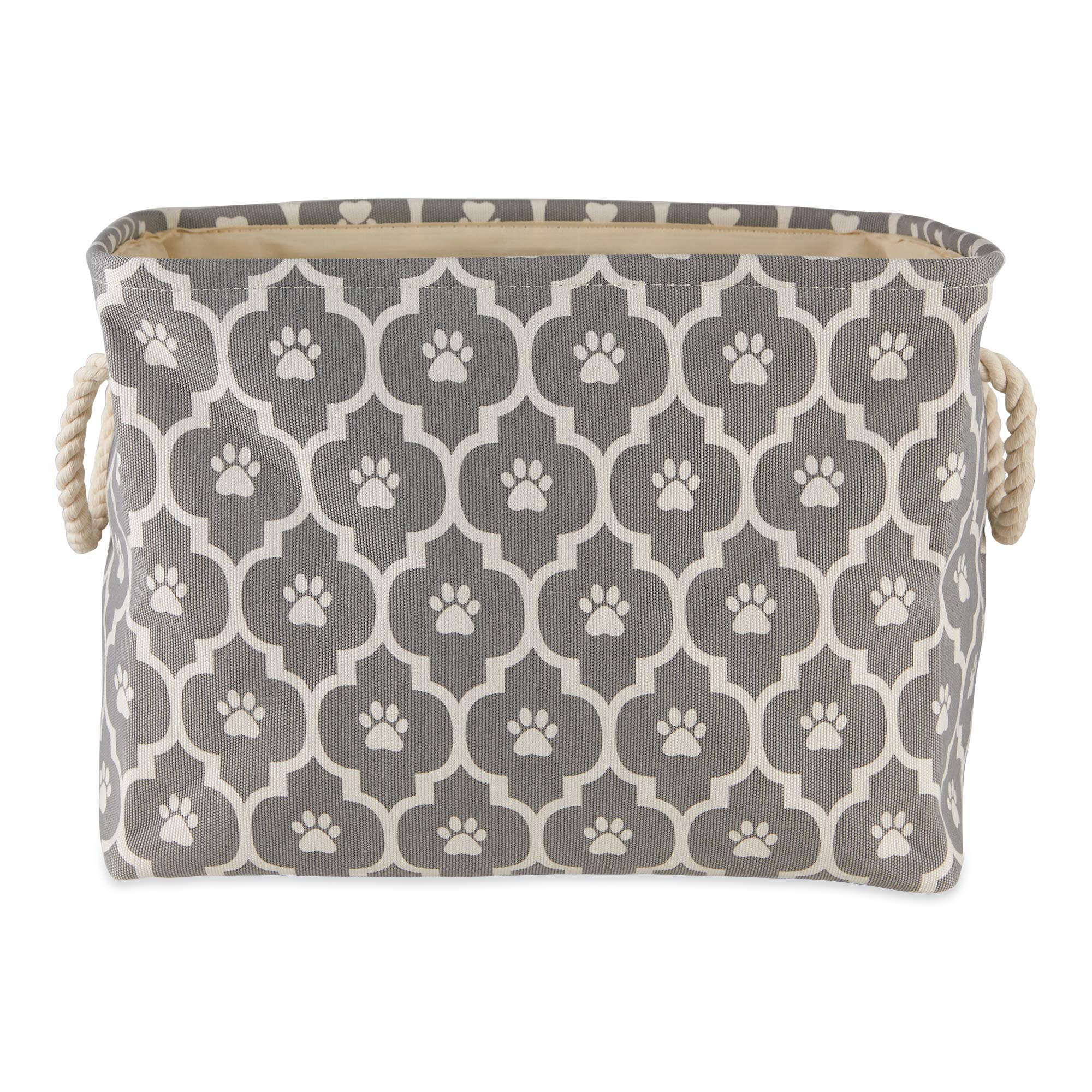 Bone Dry Pet Storage Collection Lattice Paw Print, Small Rectangle, Gray